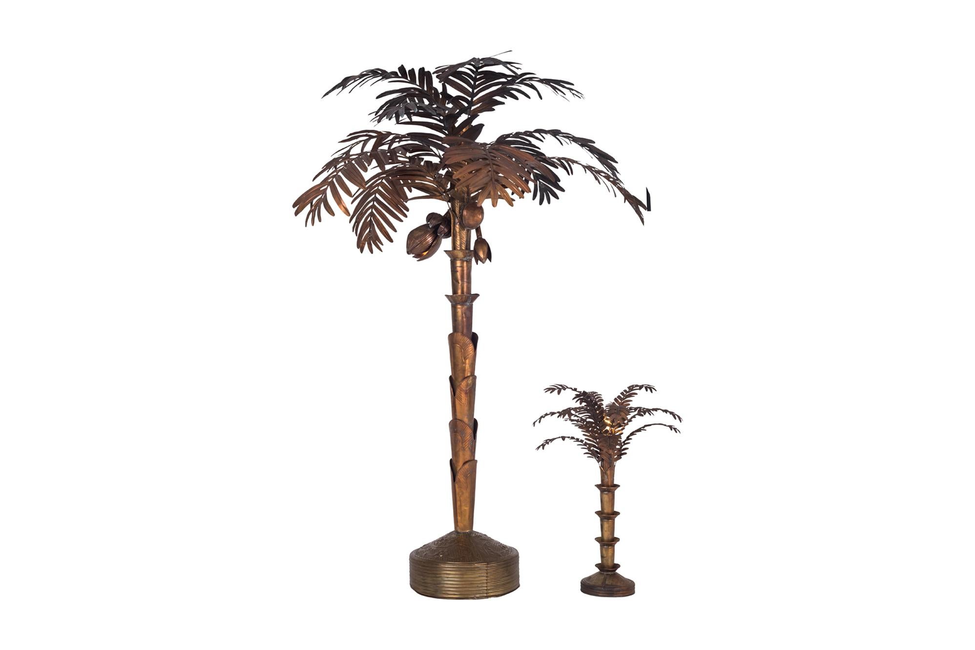 Late 20th Century Maison Jansen Style Palmtree Table Lamp in Brass
