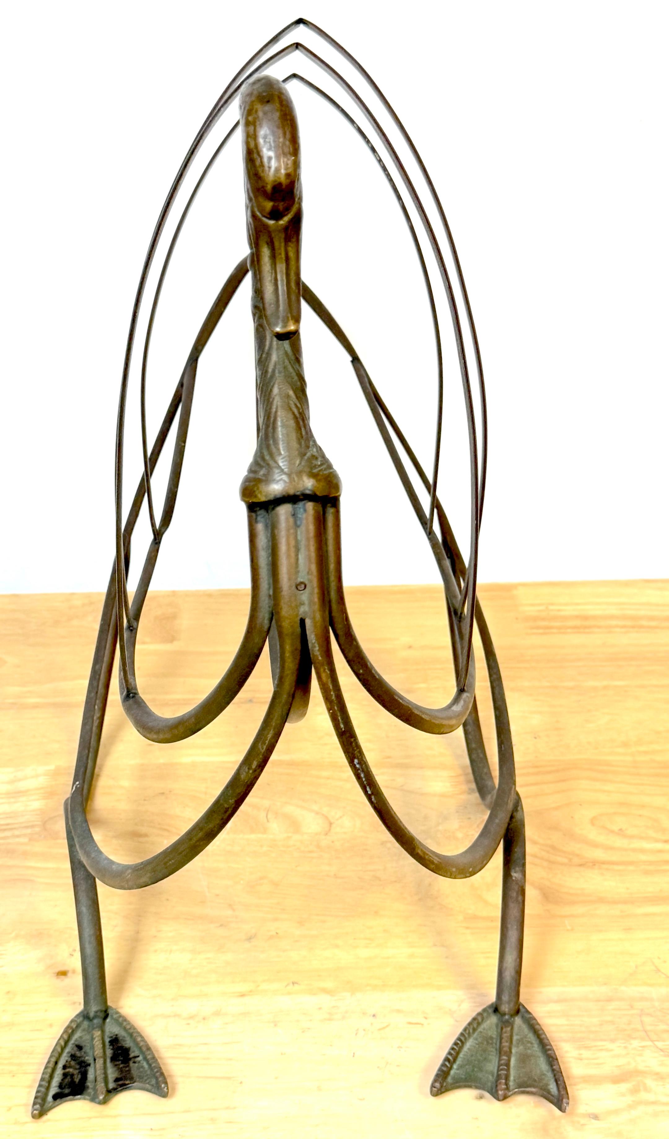 Cast Maison Jansen Style Patinated Bronze Swan Magazine or Display Rack, C. 1960s For Sale
