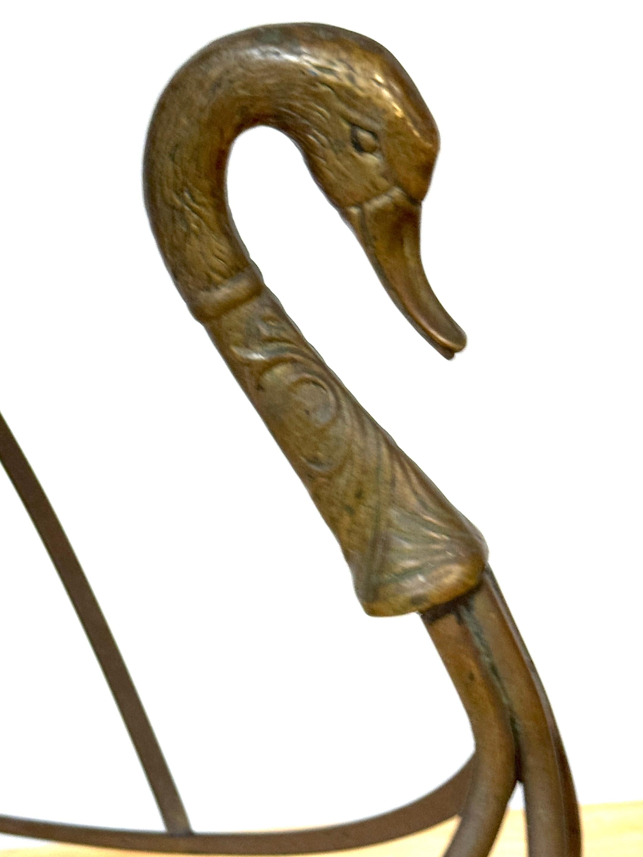 Maison Jansen Style Patinated Bronze Swan Magazine or Display Rack, C. 1960s For Sale 2