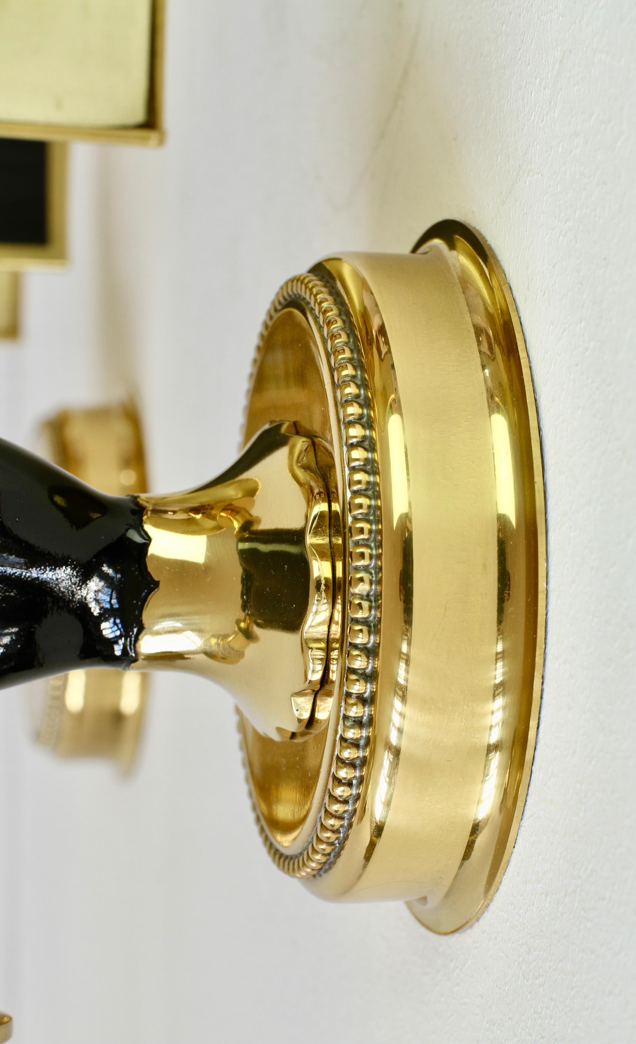 Maison Jansen Style Polished Brass Sconces by Vereinigte Werkstätten München For Sale 7