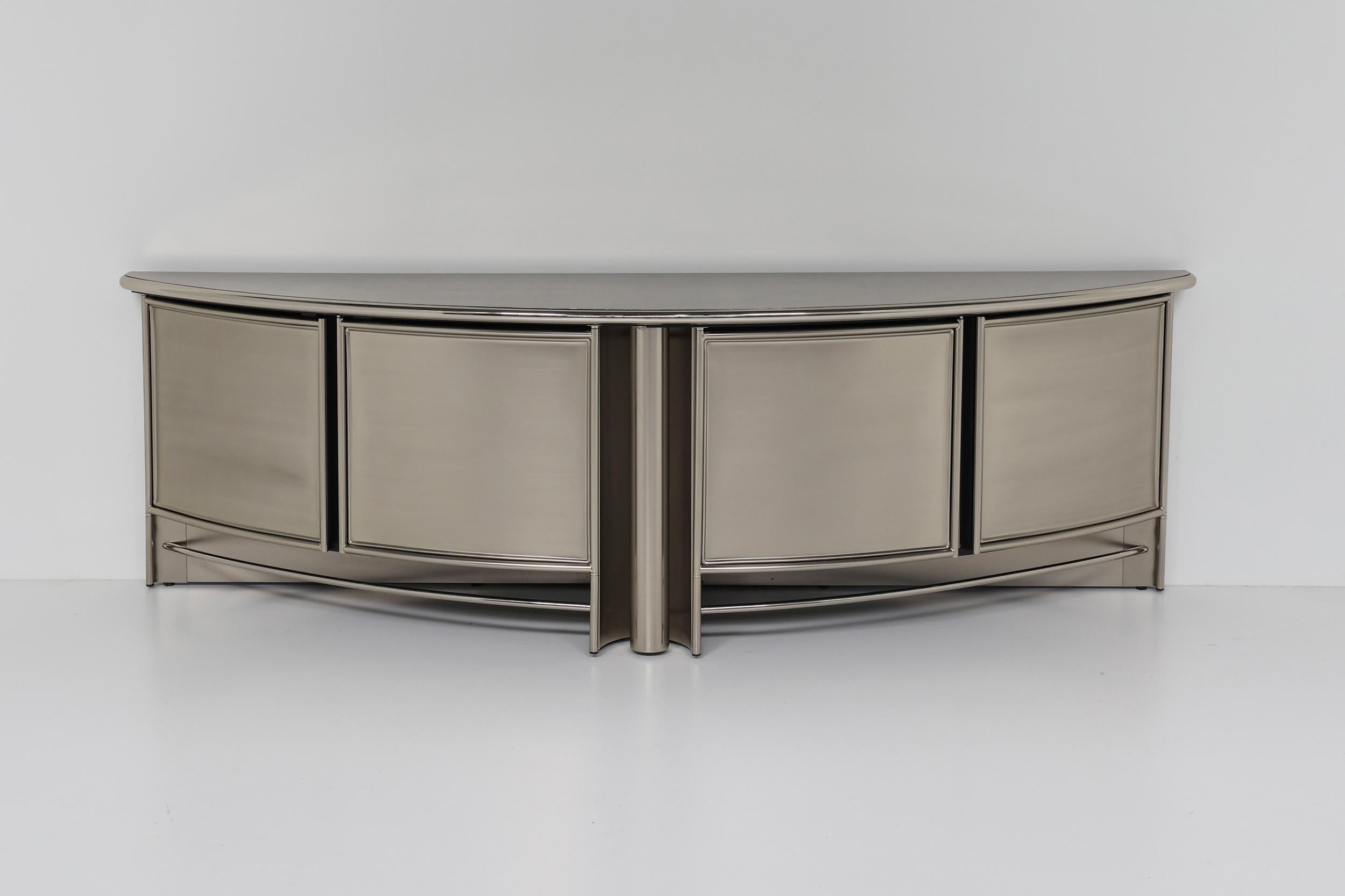 Maison Jansen Style Post-Modern Stainless Steel Credenza, 1980s In Excellent Condition In Antwerp, BE