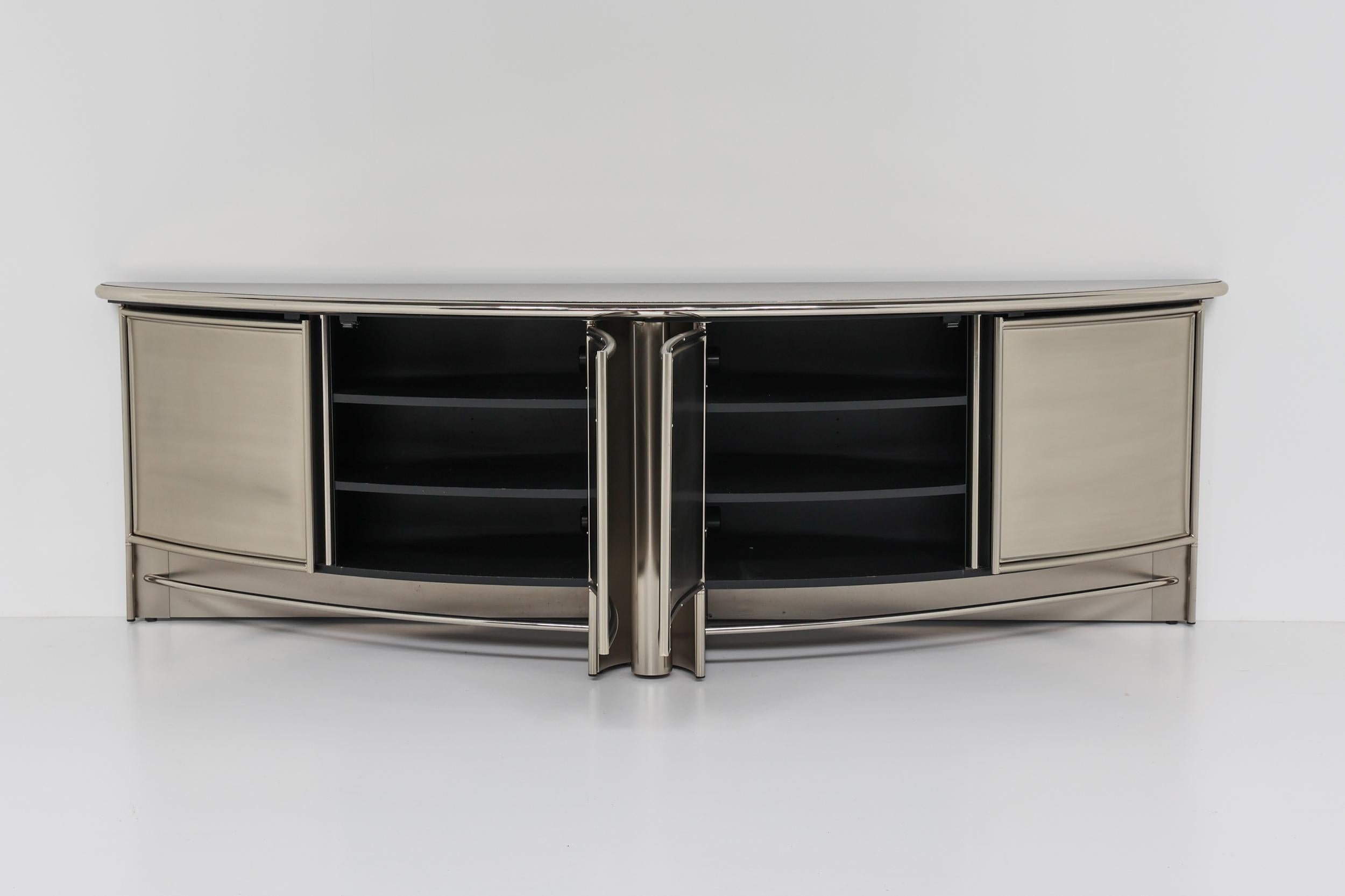 Late 20th Century Maison Jansen Style Post-Modern Stainless Steel Credenza, 1980s