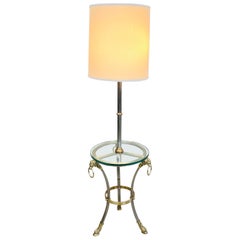 Maison Jansen Style Rams Head Brass & Brushed Nickel Floor Lamp