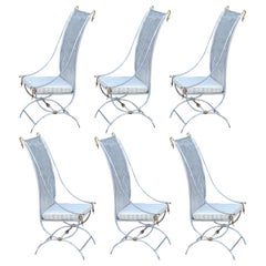 Maison Jansen Style Rare French Midcentury Patio Swan Chairs Set of 6
