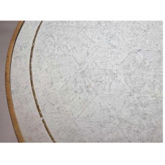 Maison Jansen Style Round Gilt Coffee Table With Stenciled Mirrored Top