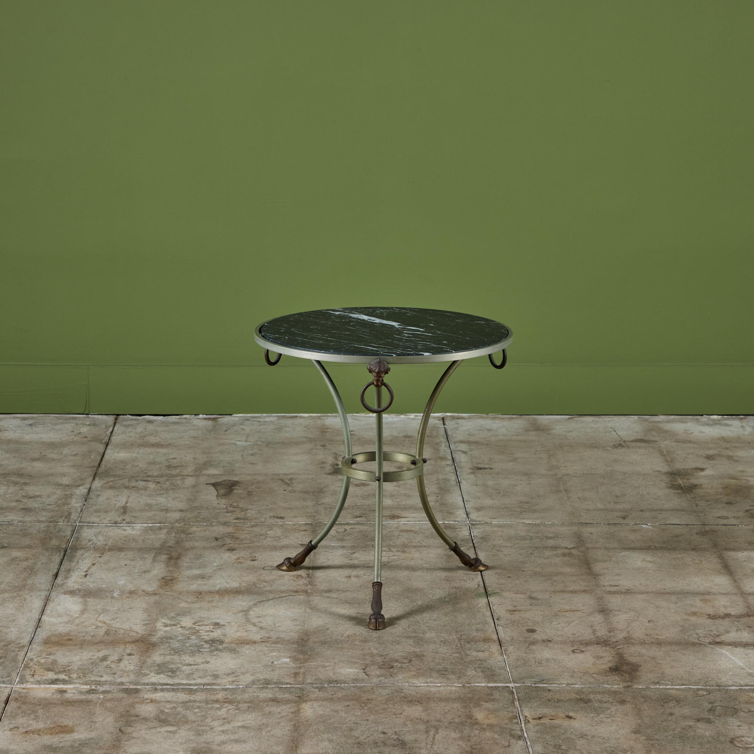 20th Century Maison Jansen Style Round Marble Top Side Table