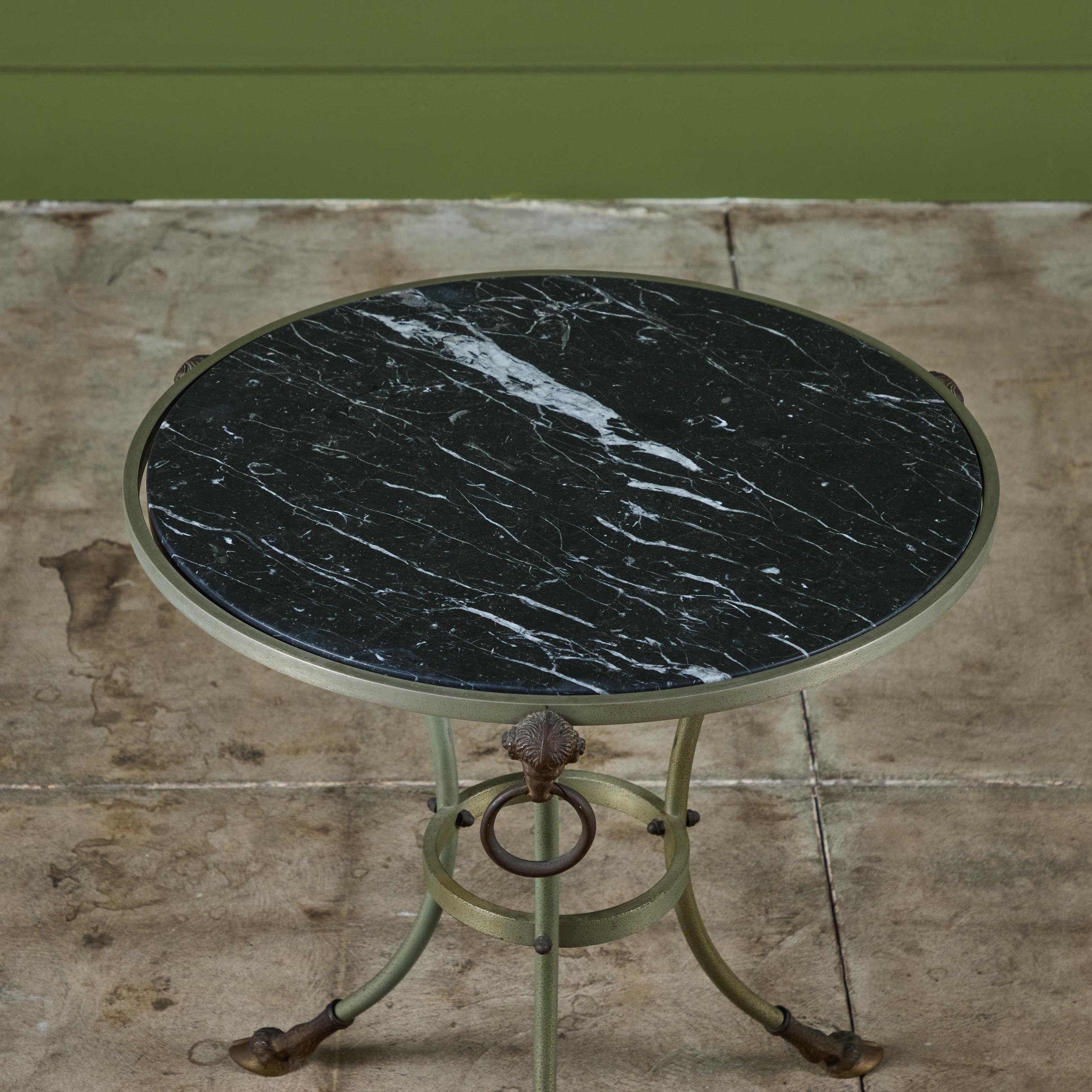 Maison Jansen Style Round Marble Top Side Table 1