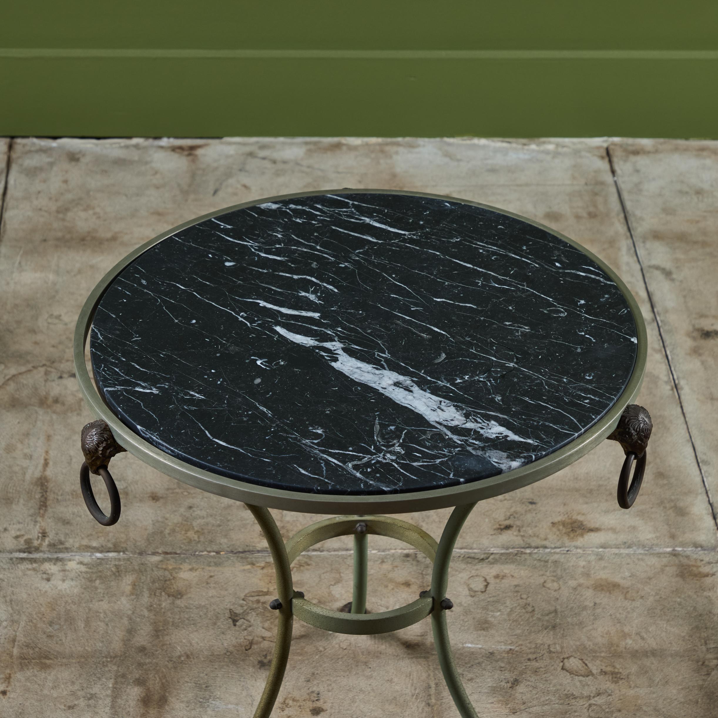 Maison Jansen Style Round Marble Top Side Table 2