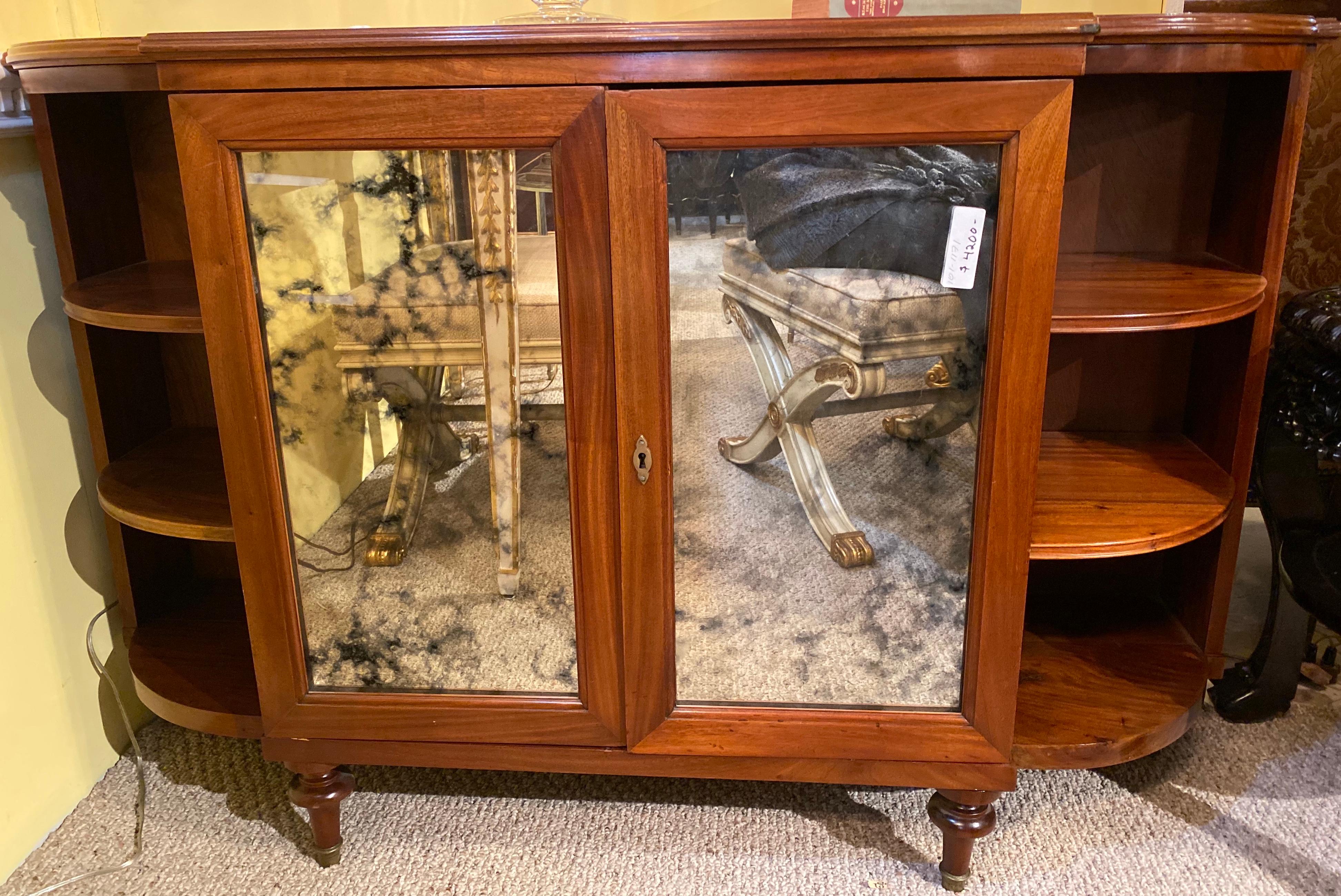 Mirror Maison Jansen Style Serving Console Credenza Custom Quality Curved Sided Server For Sale