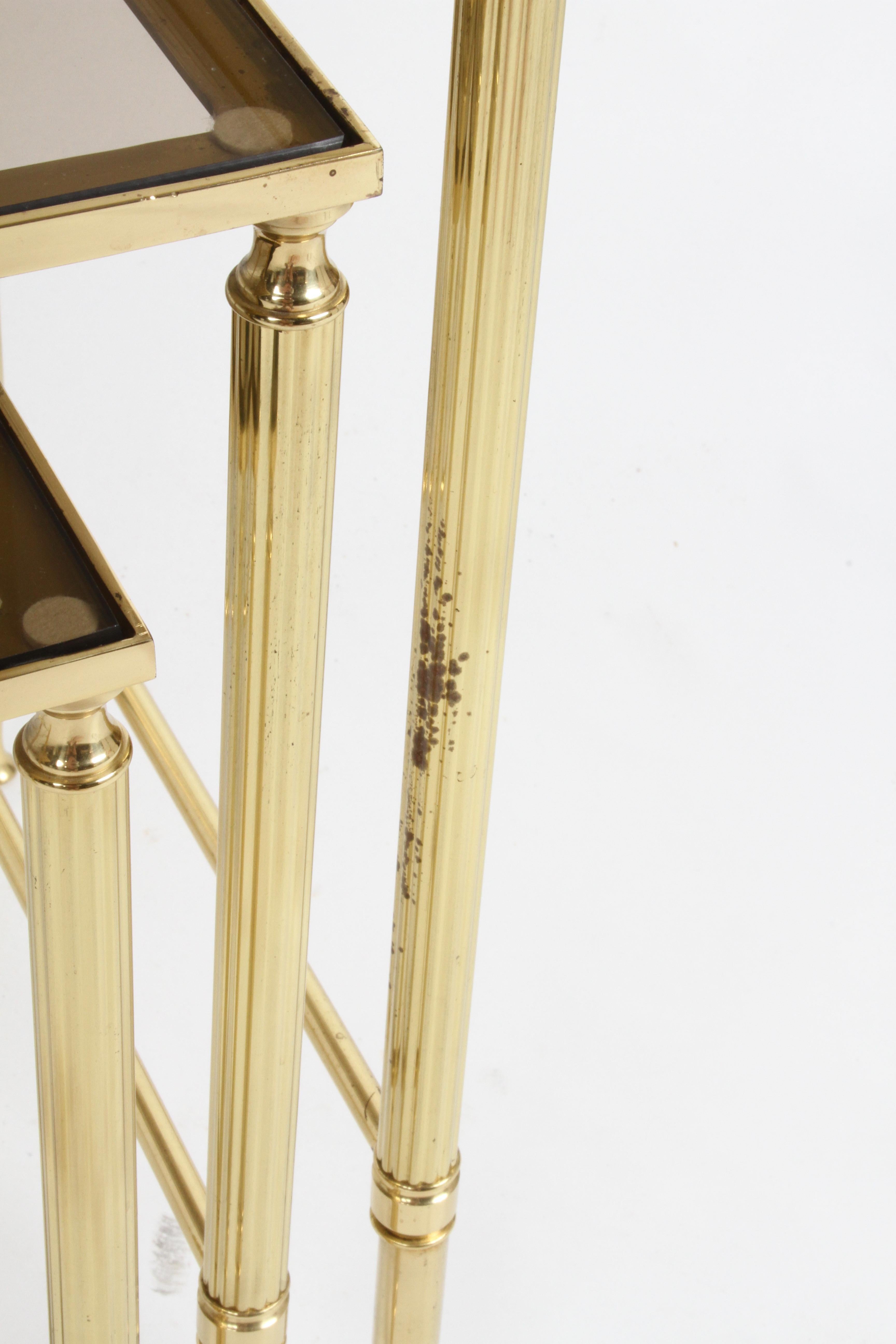 Maison Jansen Style, Set of Three Neo-Classical Bronze & Glass Nesting Tables 6