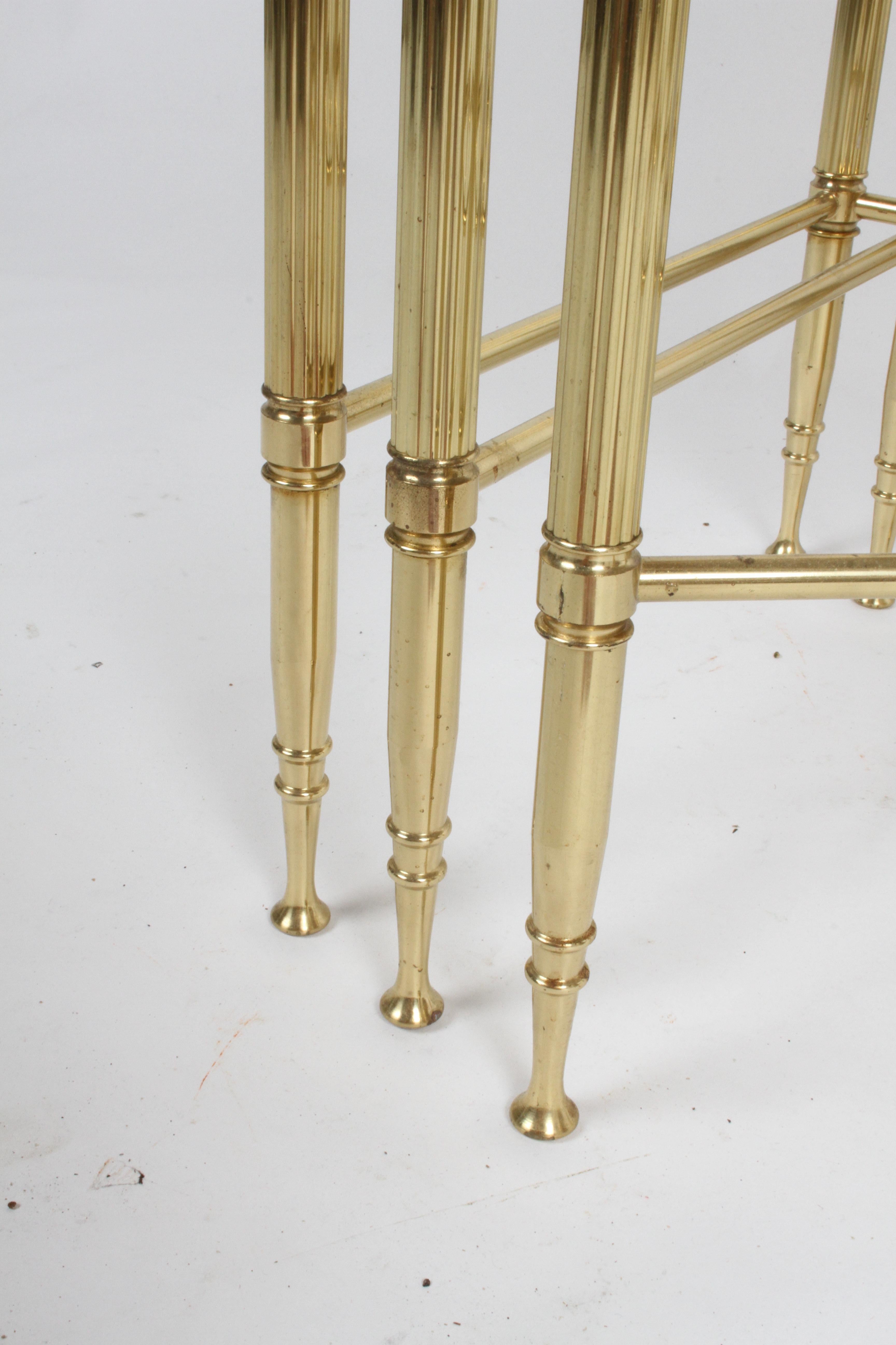 Maison Jansen Style, Set of Three Neo-Classical Bronze & Glass Nesting Tables 7