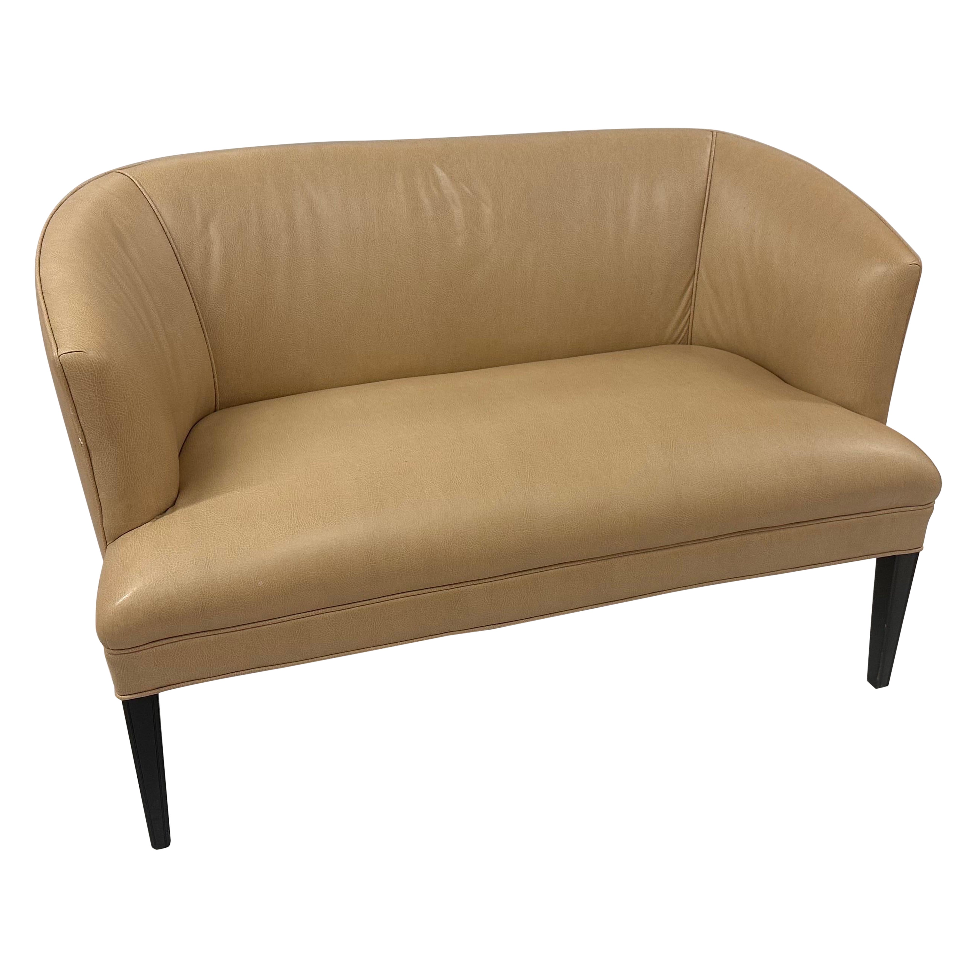 Maison Jansen Style small leather sofa
