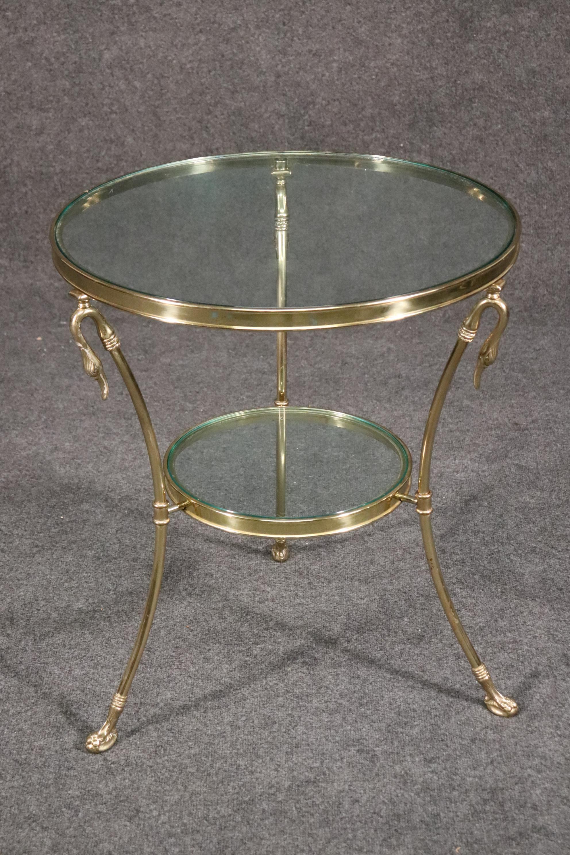 Late 20th Century Maison Jansen Style Solid Brass Swan Figural Gueridion End Side Table Circa 1980