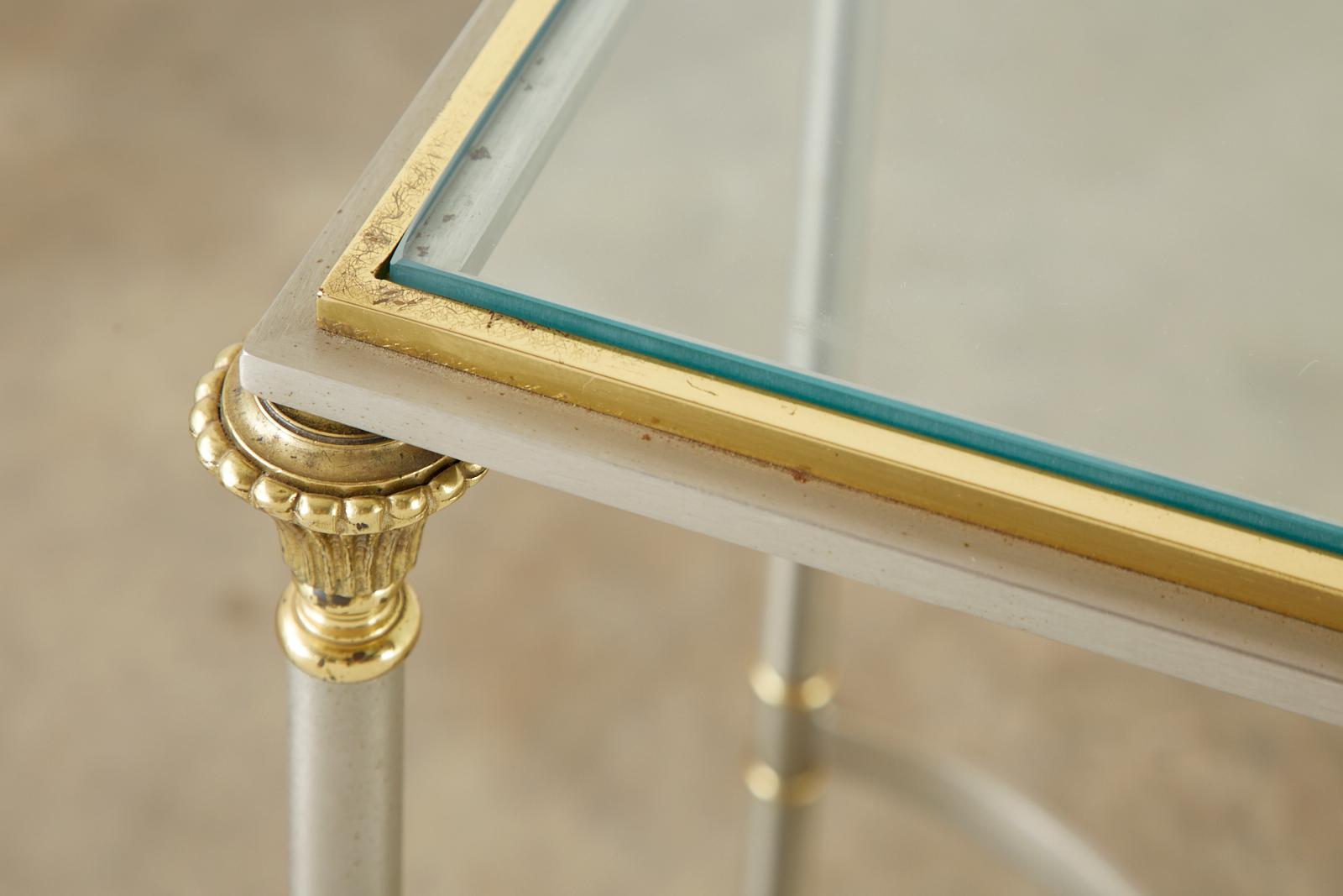 Maison Jansen Style Steel and Brass Console Table 2