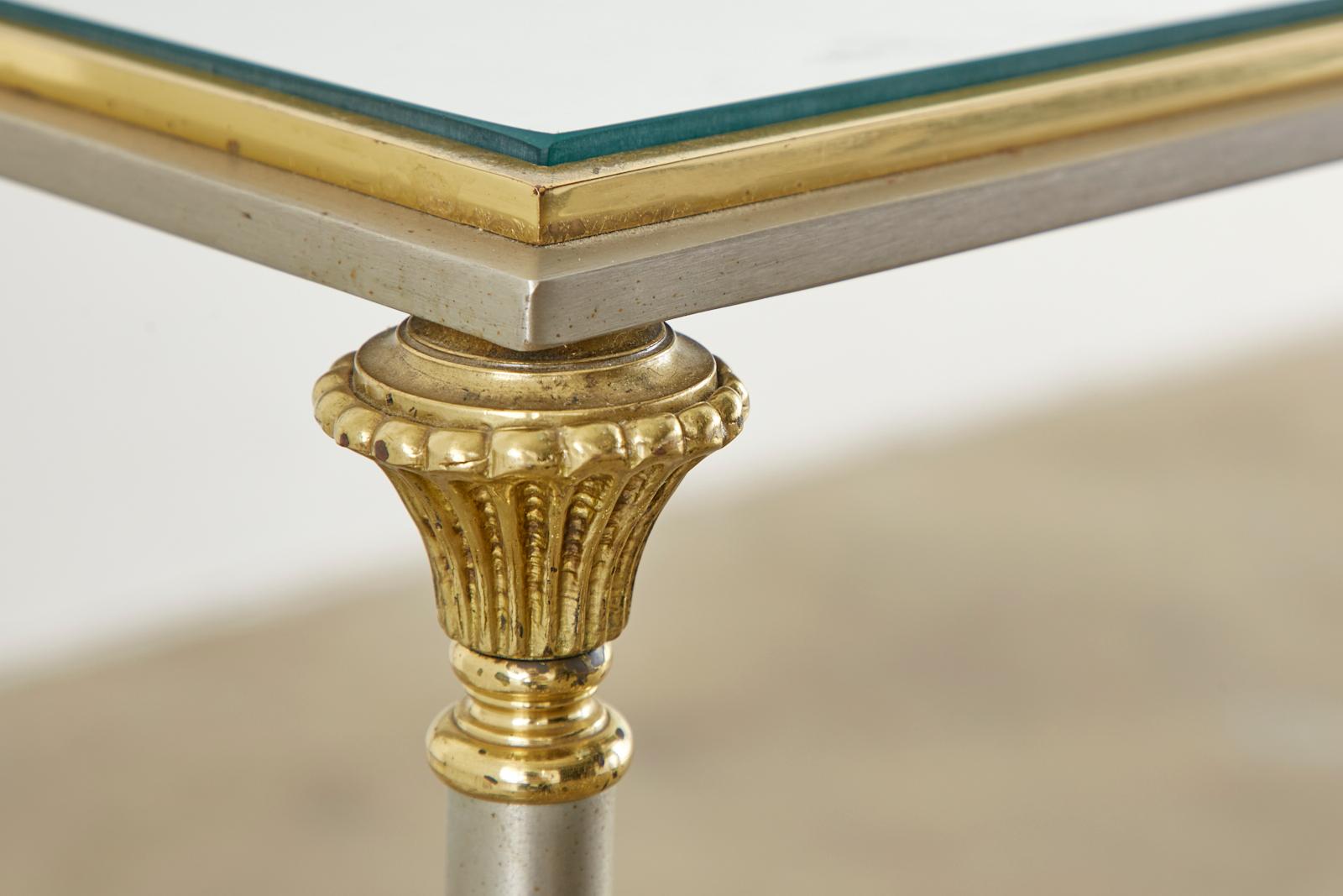 Maison Jansen Style Steel and Brass Console Table 4