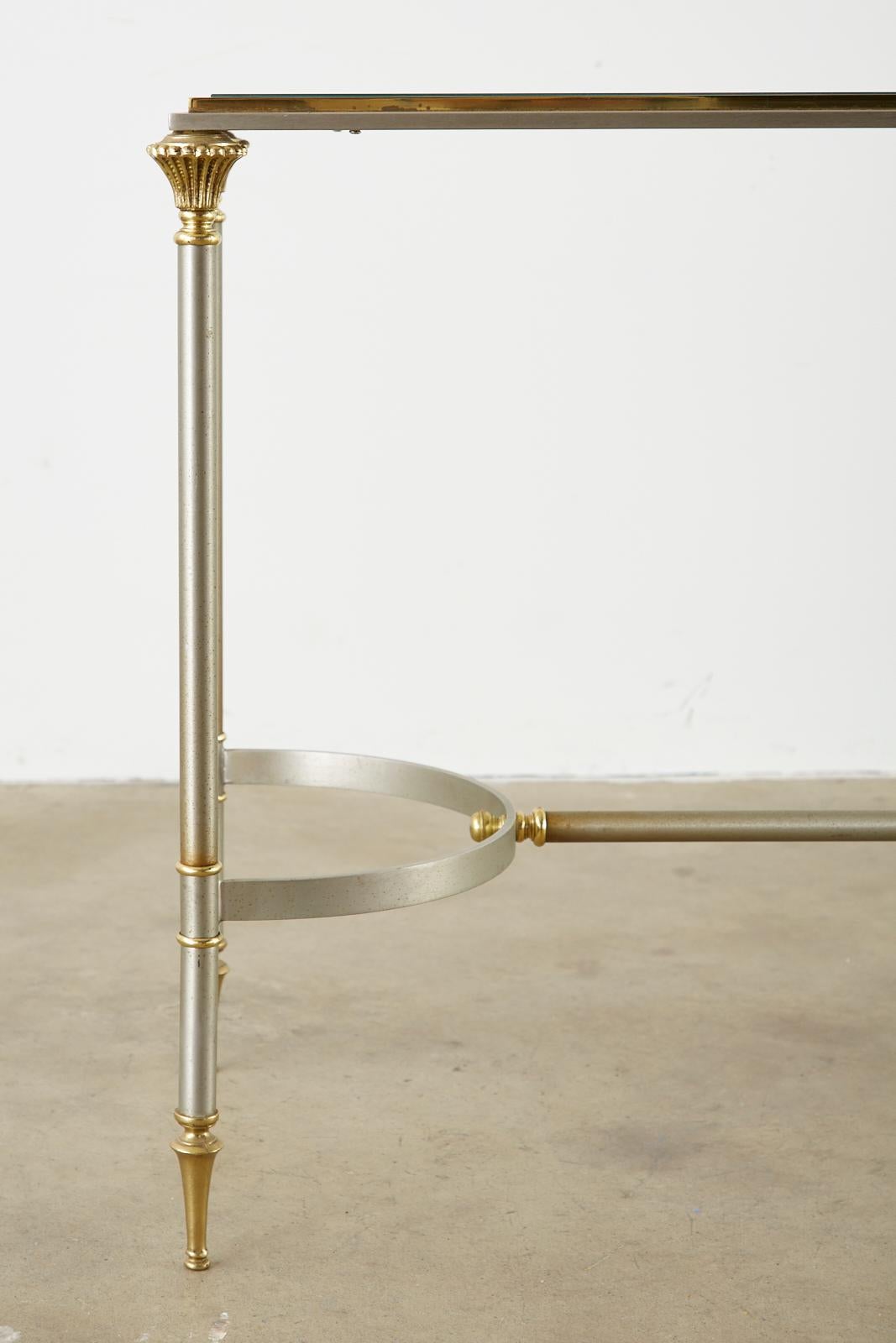 20th Century Maison Jansen Style Steel and Brass Console Table