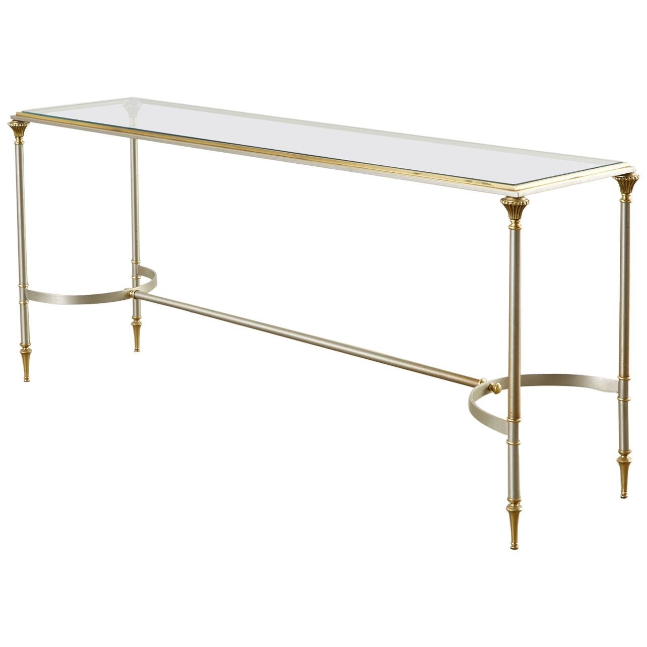 Maison Jansen Style Steel and Brass Console Table