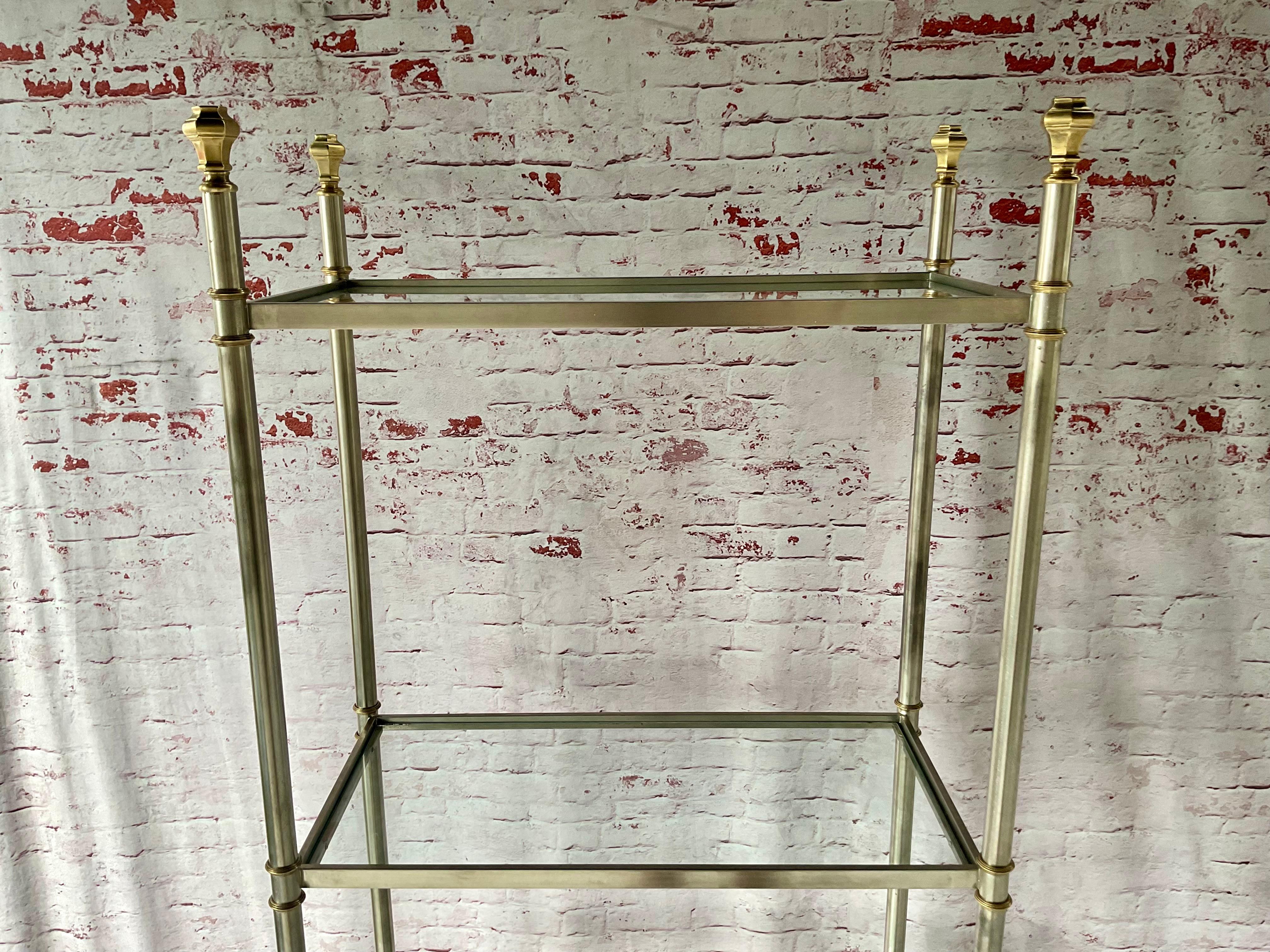 Etagère en acier et laiton de la Maison Jansen en vente 4