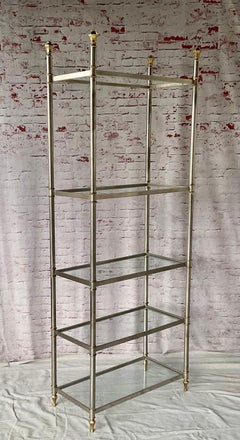 Vintage Maison Jansen Steel and Brass Etagere