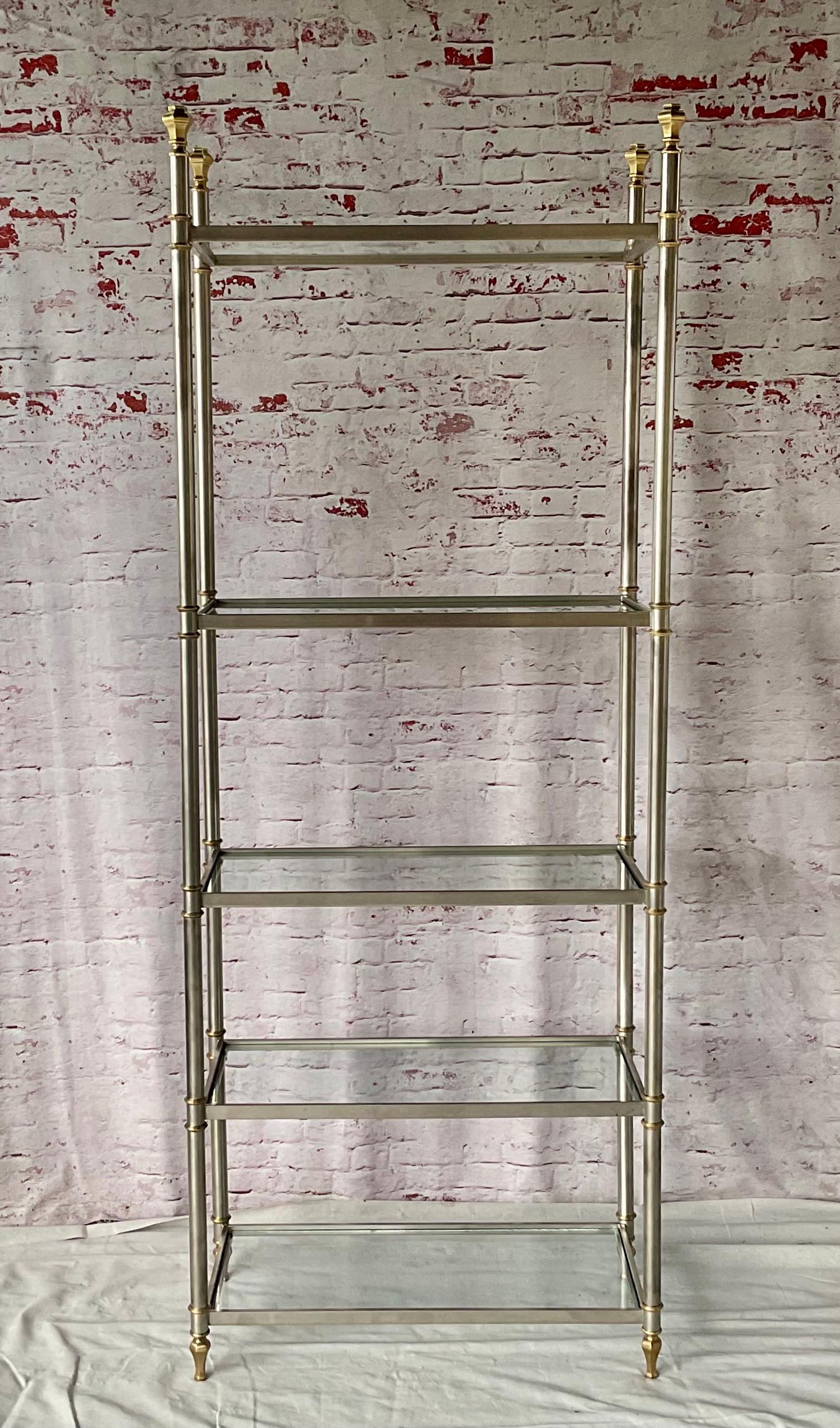 Etagère en acier et laiton de la Maison Jansen Bon état - En vente à Bradenton, FL