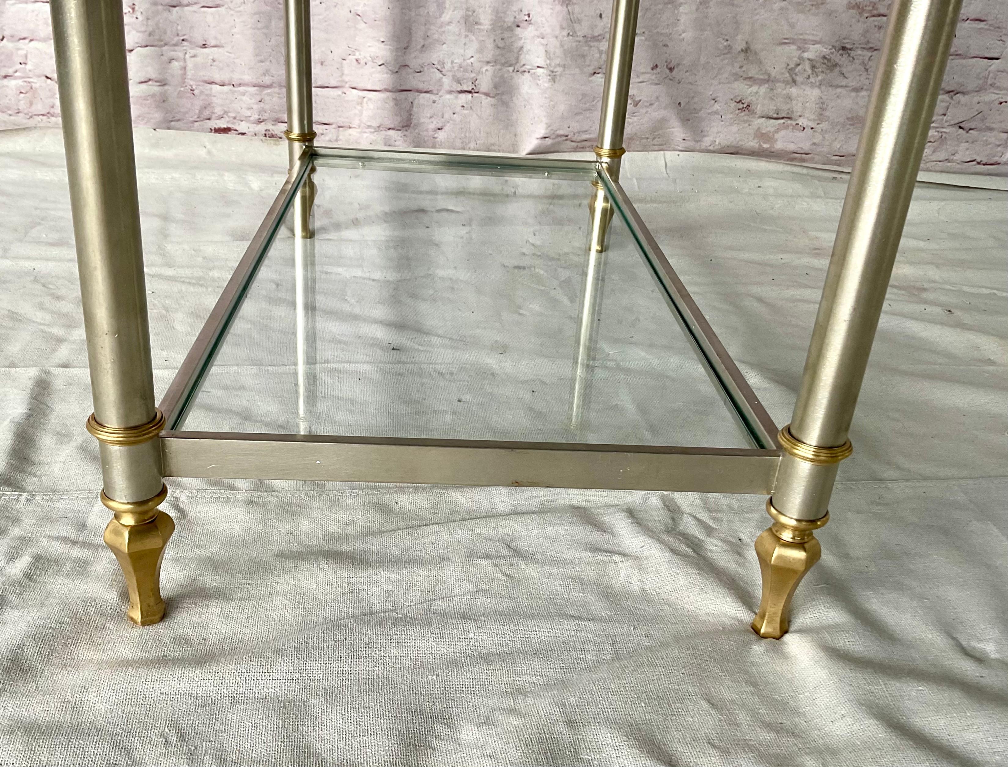 20ième siècle Etagère en acier et laiton de la Maison Jansen en vente
