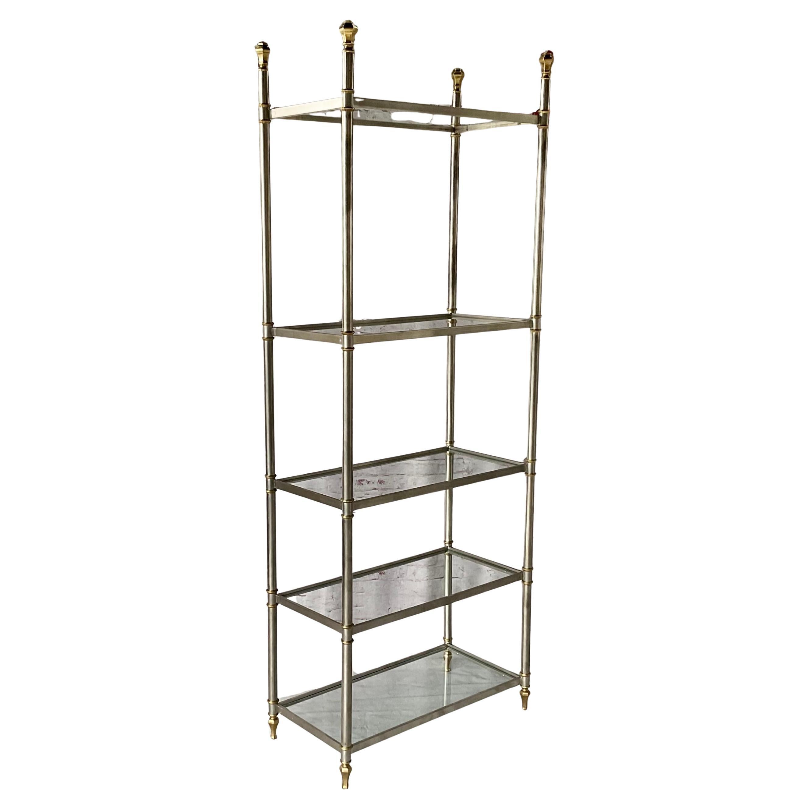 Etagere im Stil von Maison Jansen aus Stahl und Messing