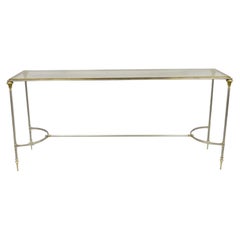 Vintage Maison Jansen Style Steel and Brass Neoclassical Directoire Console Sofa Table
