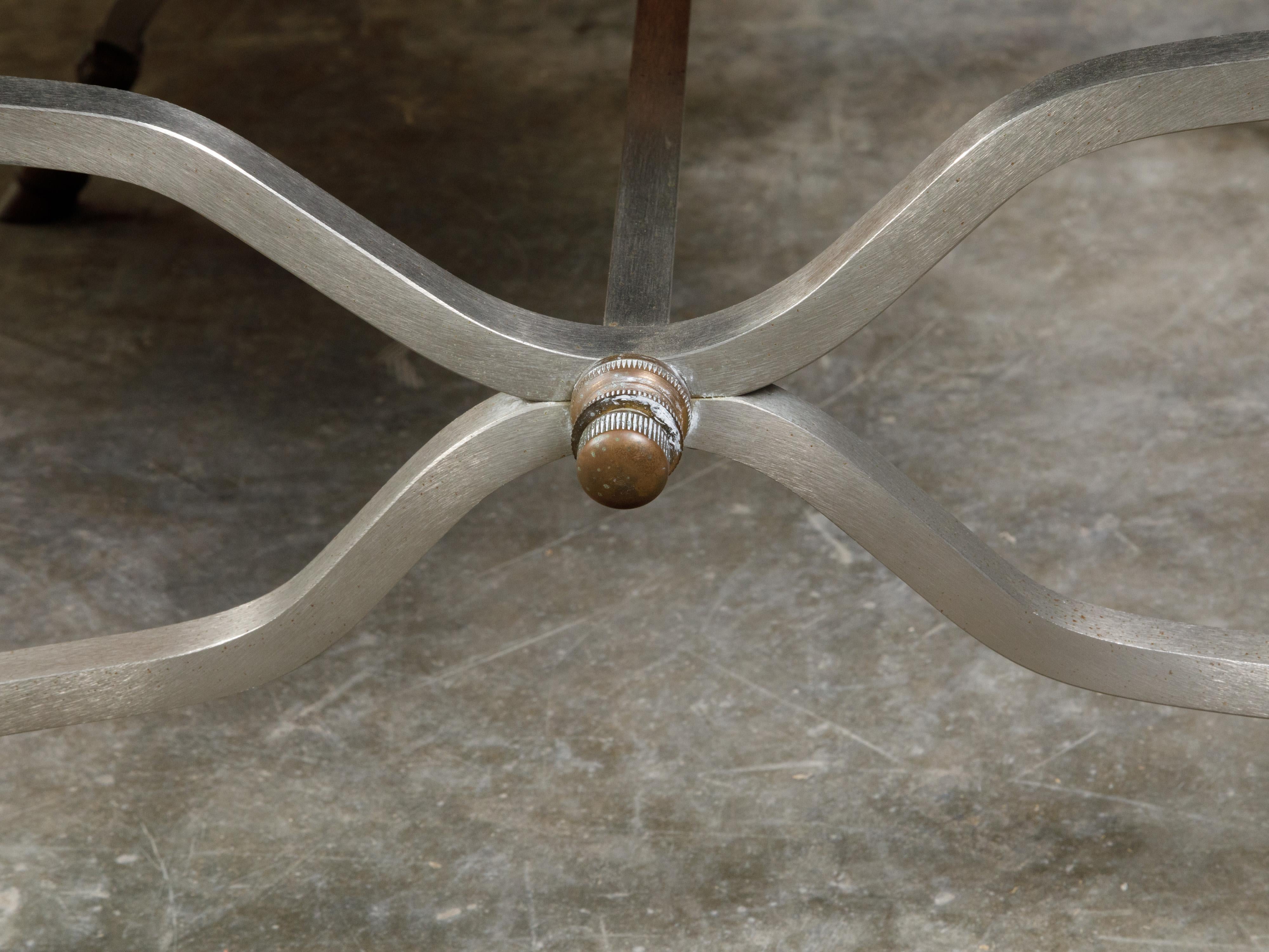 Maison Jansen Style Steel and Brass Stools with Rams' Heads and Hoof Feet 1