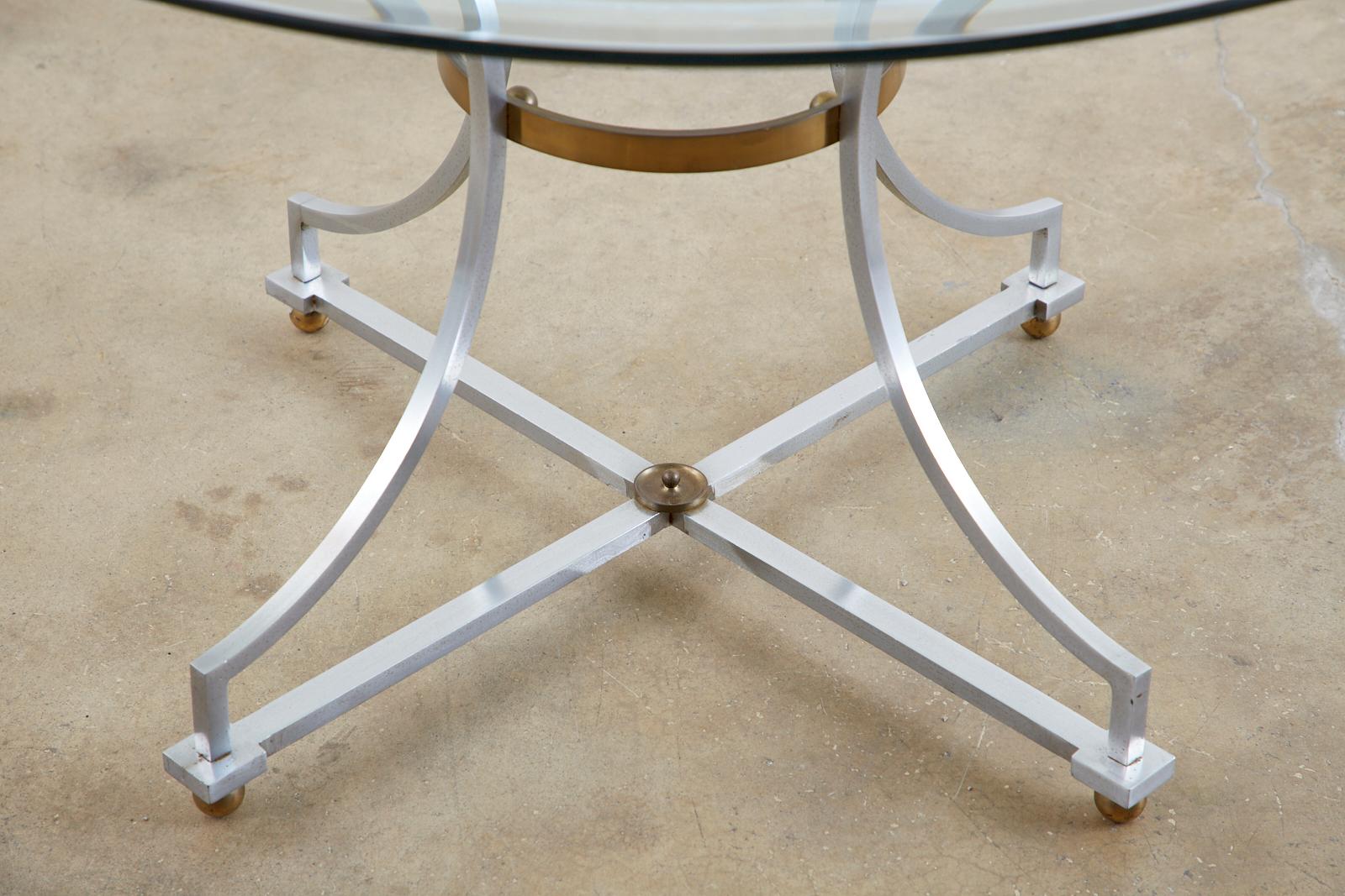 Maison Jansen Style Steel and Bronze Center Table For Sale 4