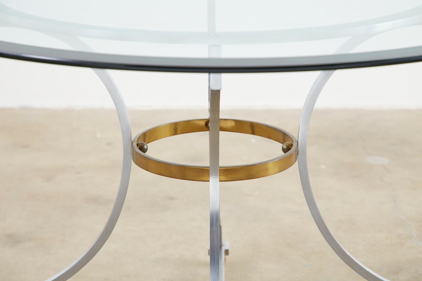 Table centrale en acier et bronze de style Maison Jansen en vente 5