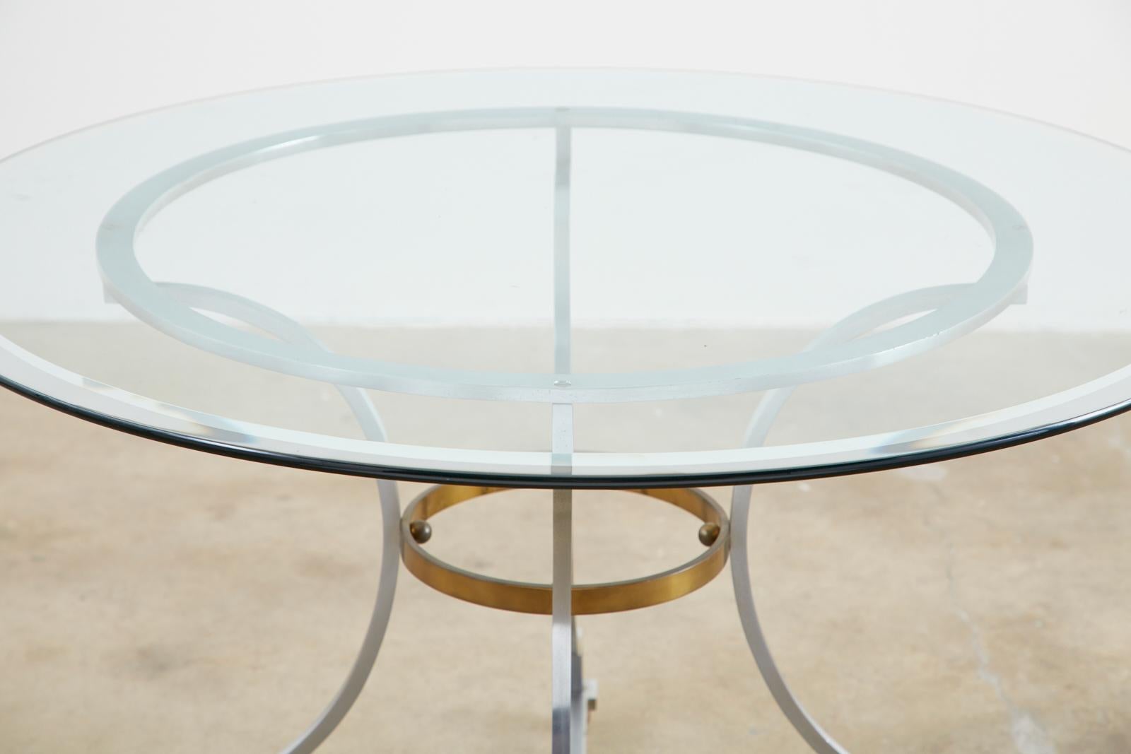 Maison Jansen Style Steel and Bronze Center Table In Good Condition For Sale In Rio Vista, CA