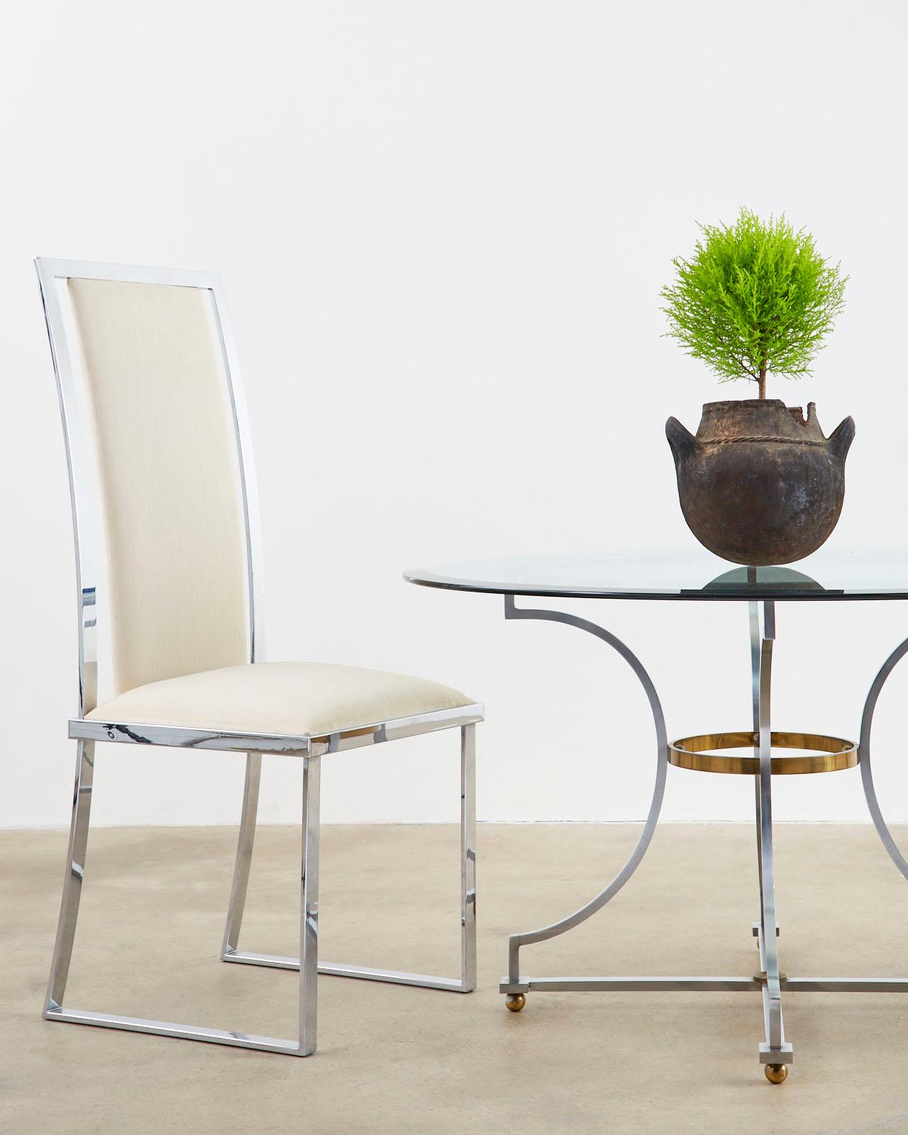 20th Century Maison Jansen Style Steel and Bronze Center Table For Sale