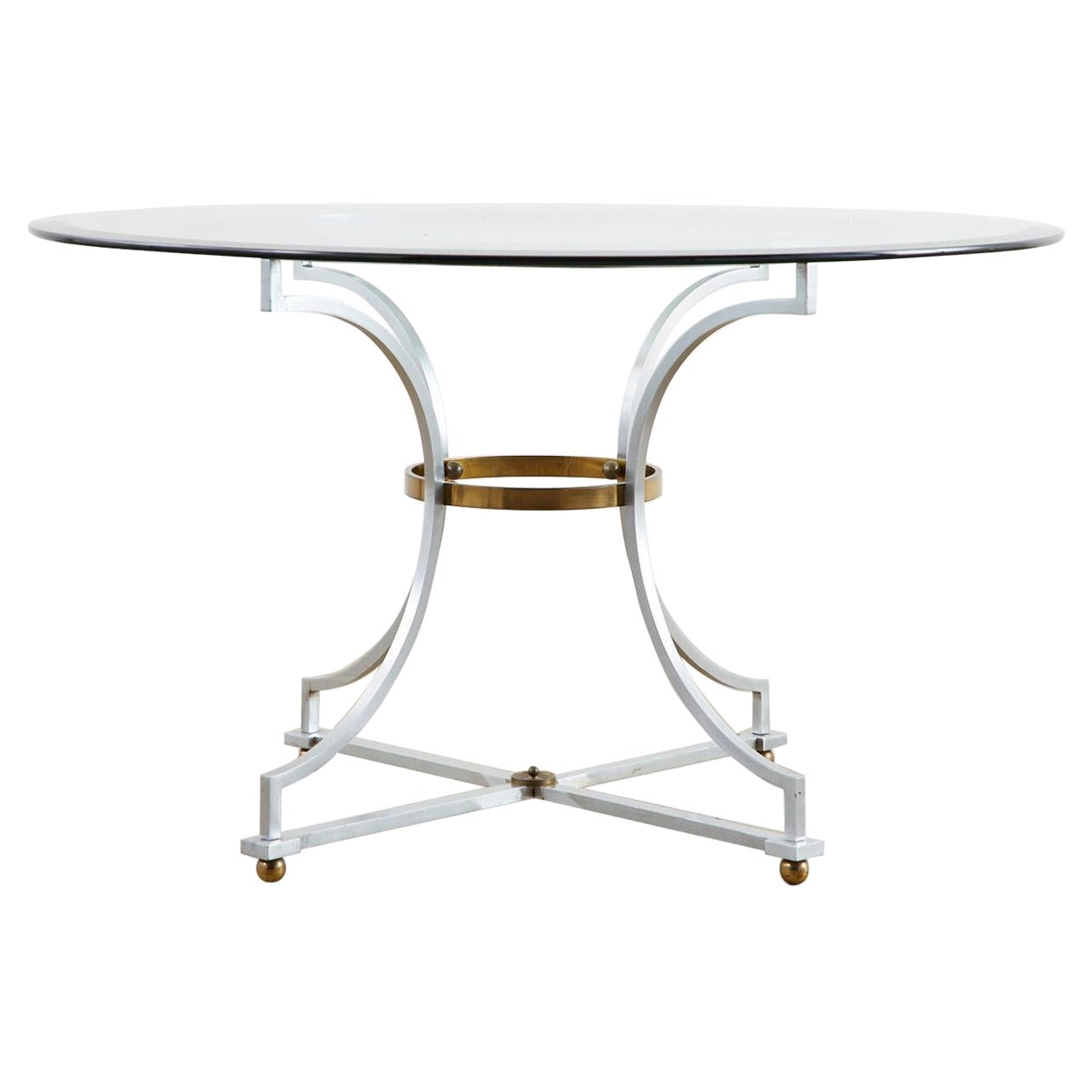 Maison Jansen Style Steel and Bronze Center Table