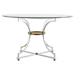 Table centrale en acier et bronze de style Maison Jansen