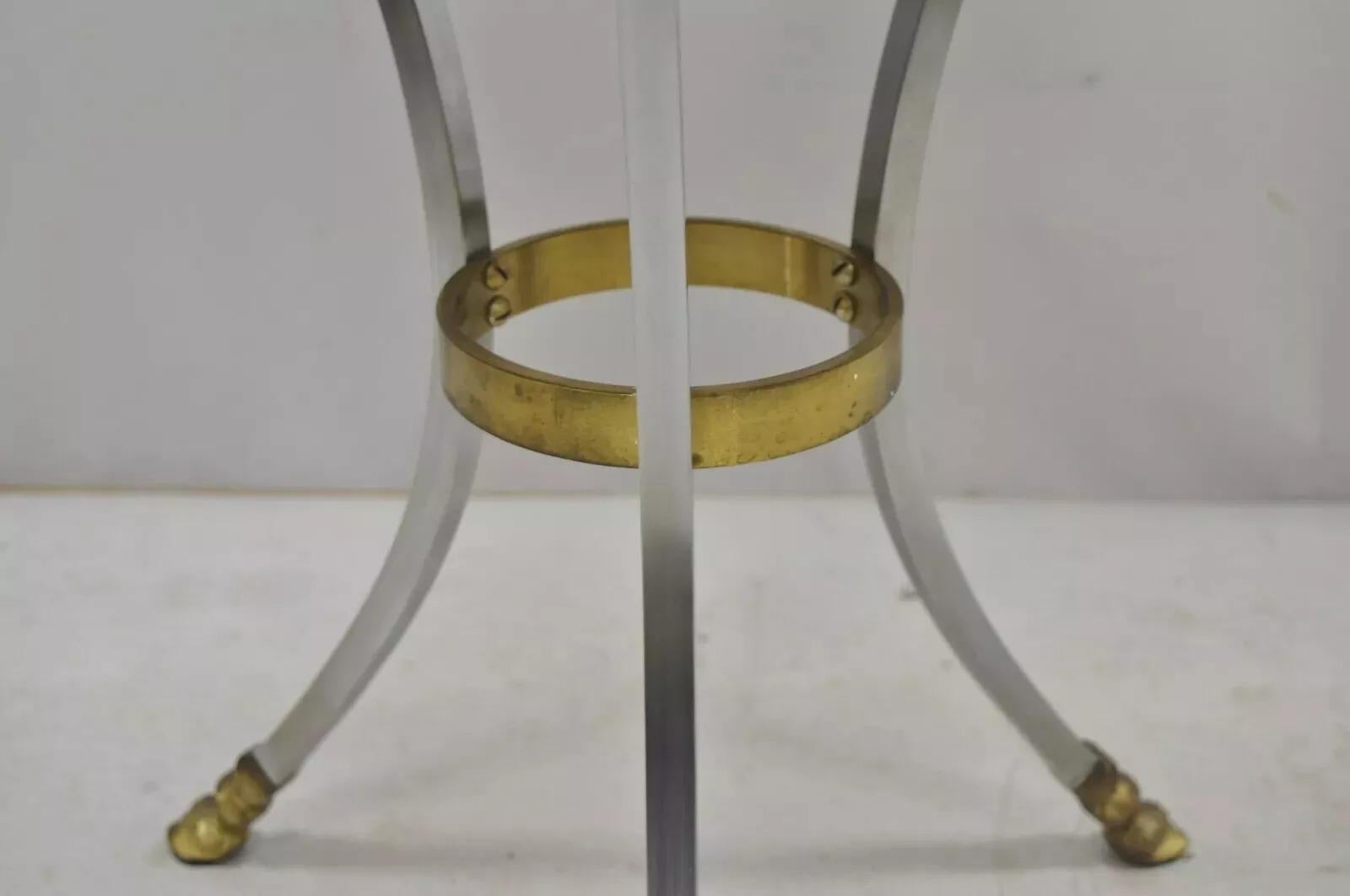 Maison Jansen Style Steel and Bronze Hoof Round Slate Top Regency Side Table For Sale 5