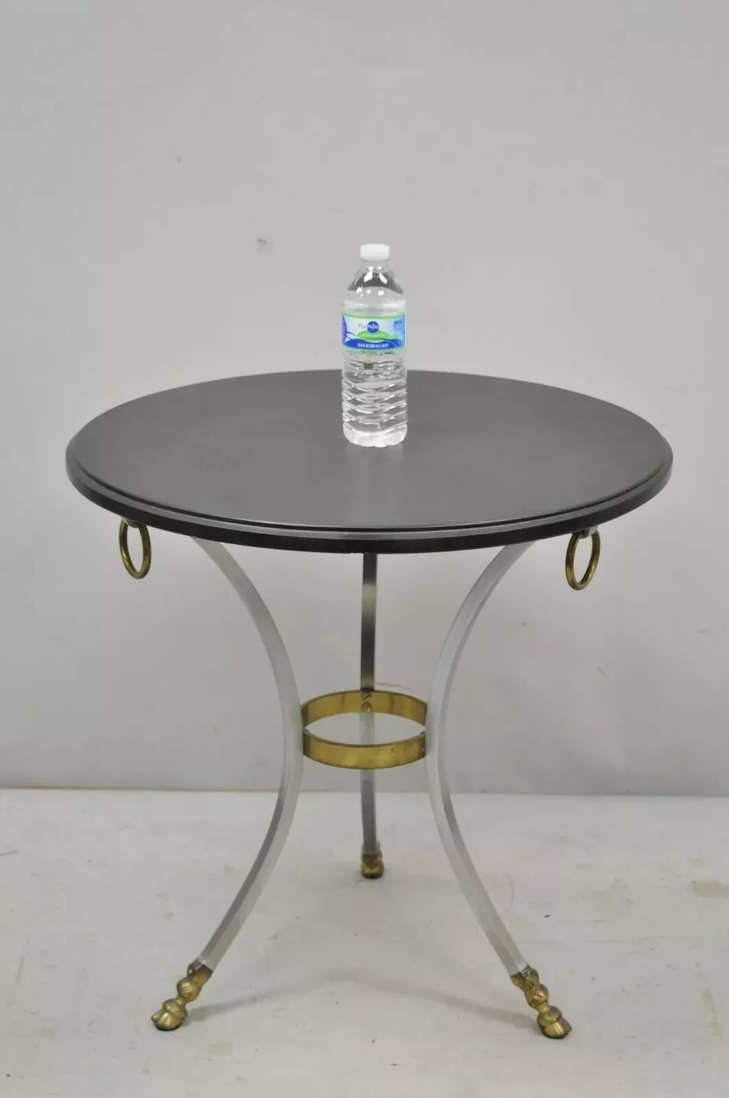 Maison Jansen Style Steel and Bronze Hoof Round Slate Top Regency Side Table For Sale 7
