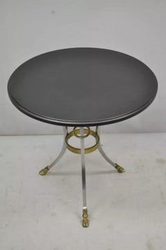 Maison Jansen Style Steel and Bronze Hoof Round Slate Top Regency Side Table