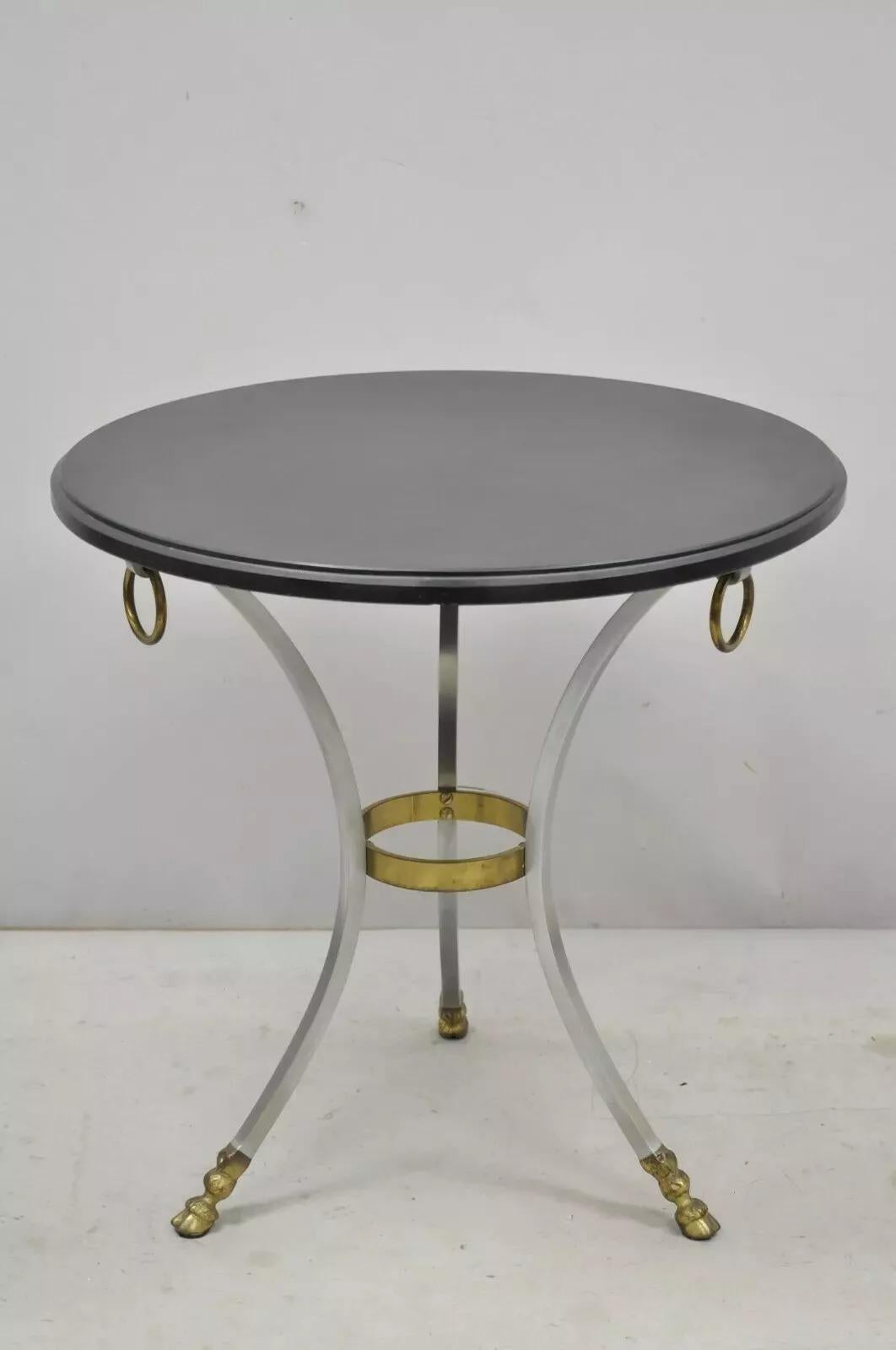 Maison Jansen Style Steel and Bronze Hoof Round Slate Top Regency Side Table For Sale 3