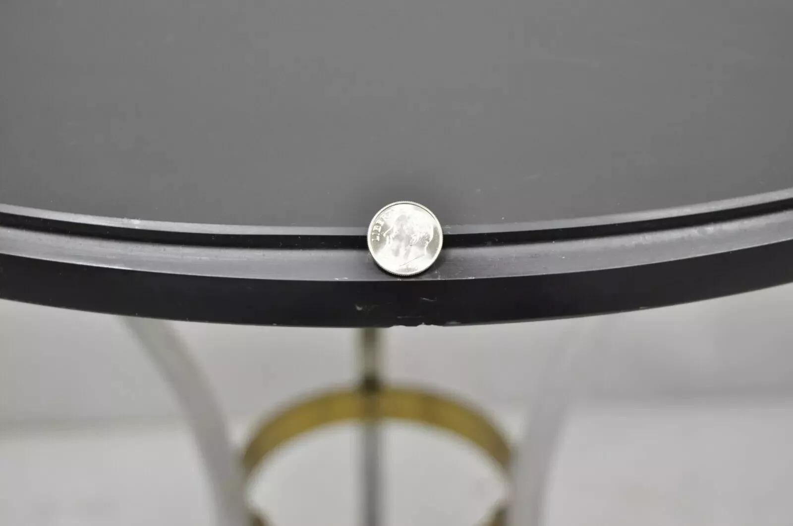 Maison Jansen Style Steel and Bronze Hoof Round Slate Top Regency Side Table For Sale 4