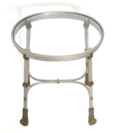 Maison Jansen Style Steel and Bronze Oval End Table Drinks Table