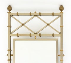 Specchio in acciaio e ottone in stile Maison Jansen