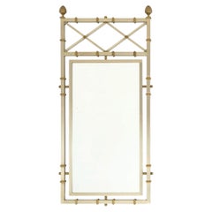 Specchio in acciaio e ottone in stile Maison Jansen