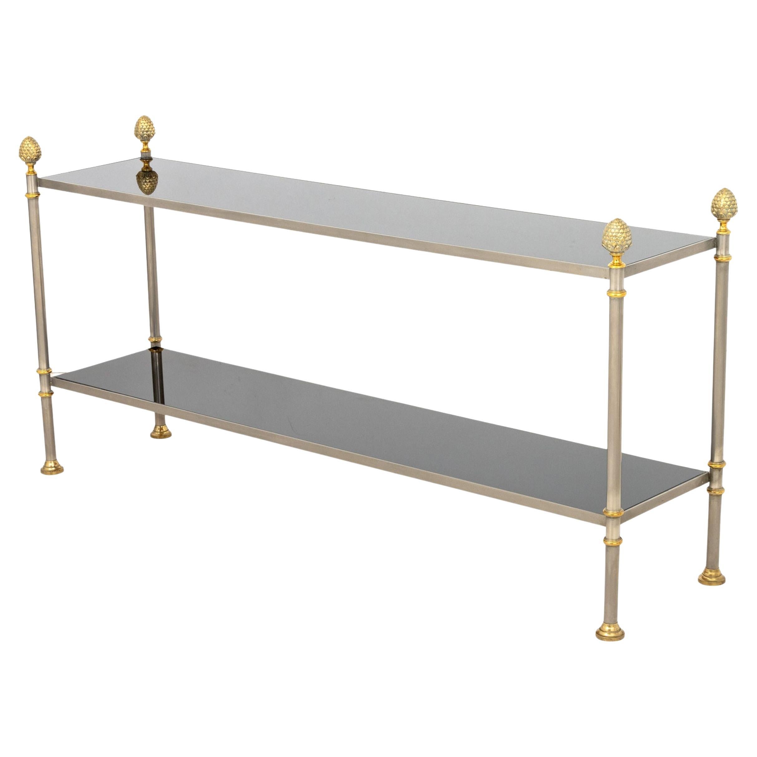 Maison Jansen Style Steel 
Brass Two-Tier Etagere For Sale