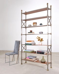 Maison Jansen Style Steel Bronze Neoclassical Bookcase Étagère