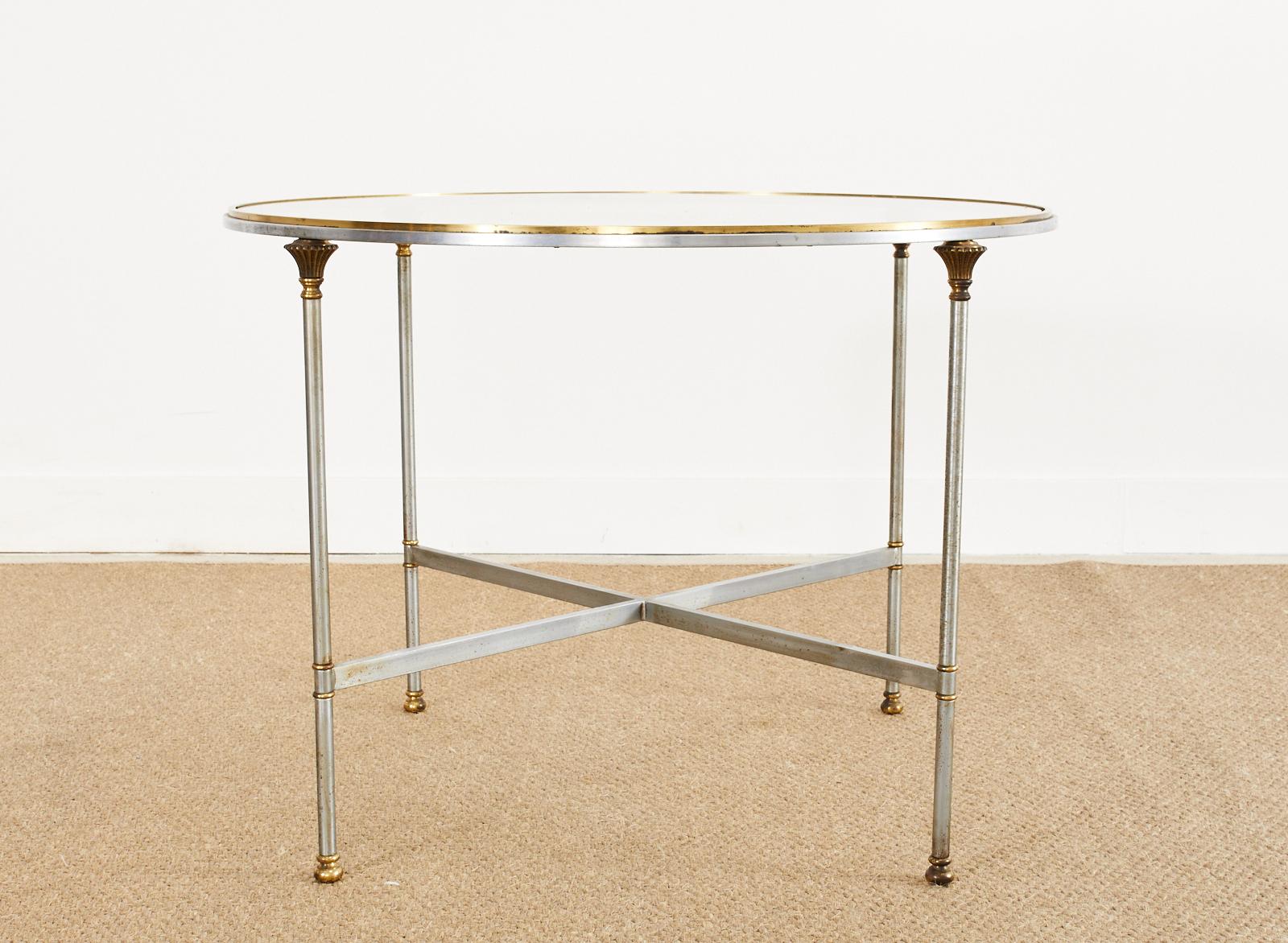 French Maison Jansen Style Steel Bronze Neoclassical Center or Dining Table
