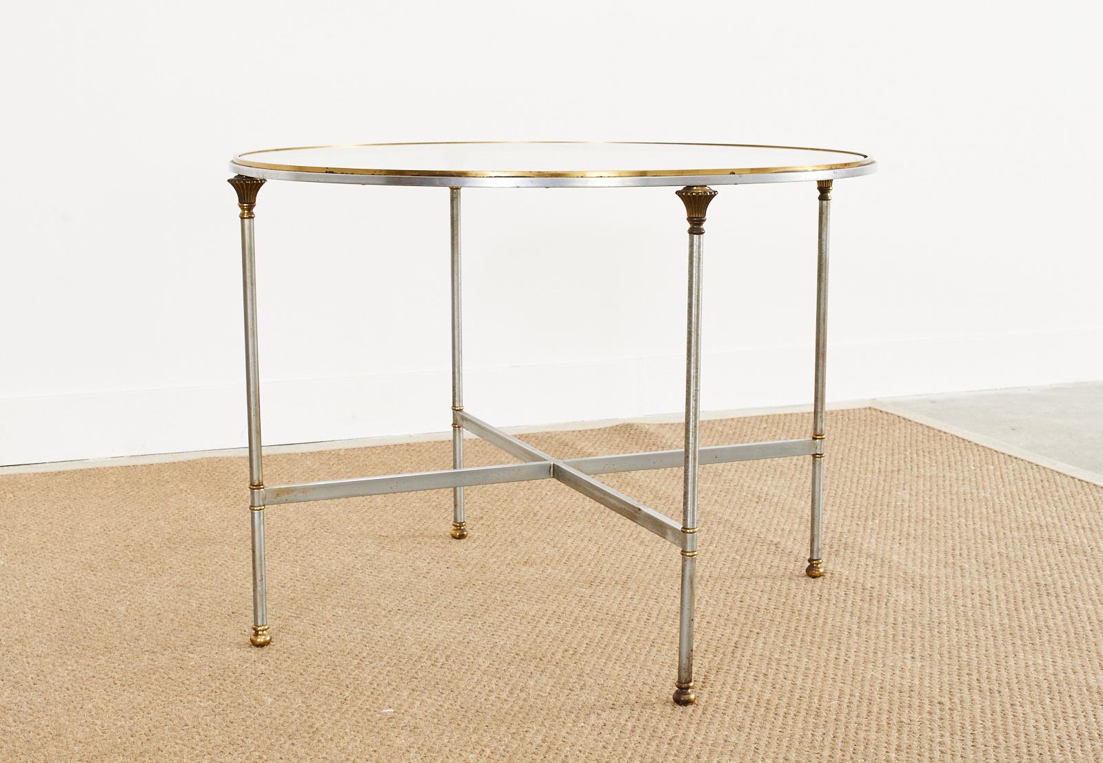 20th Century Maison Jansen Style Steel Bronze Neoclassical Center or Dining Table