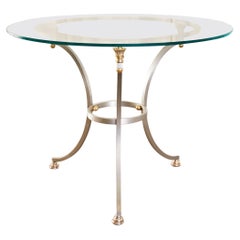 Maison Jansen Style Steel Bronzed Neoclassical Gueridon Drinks Table