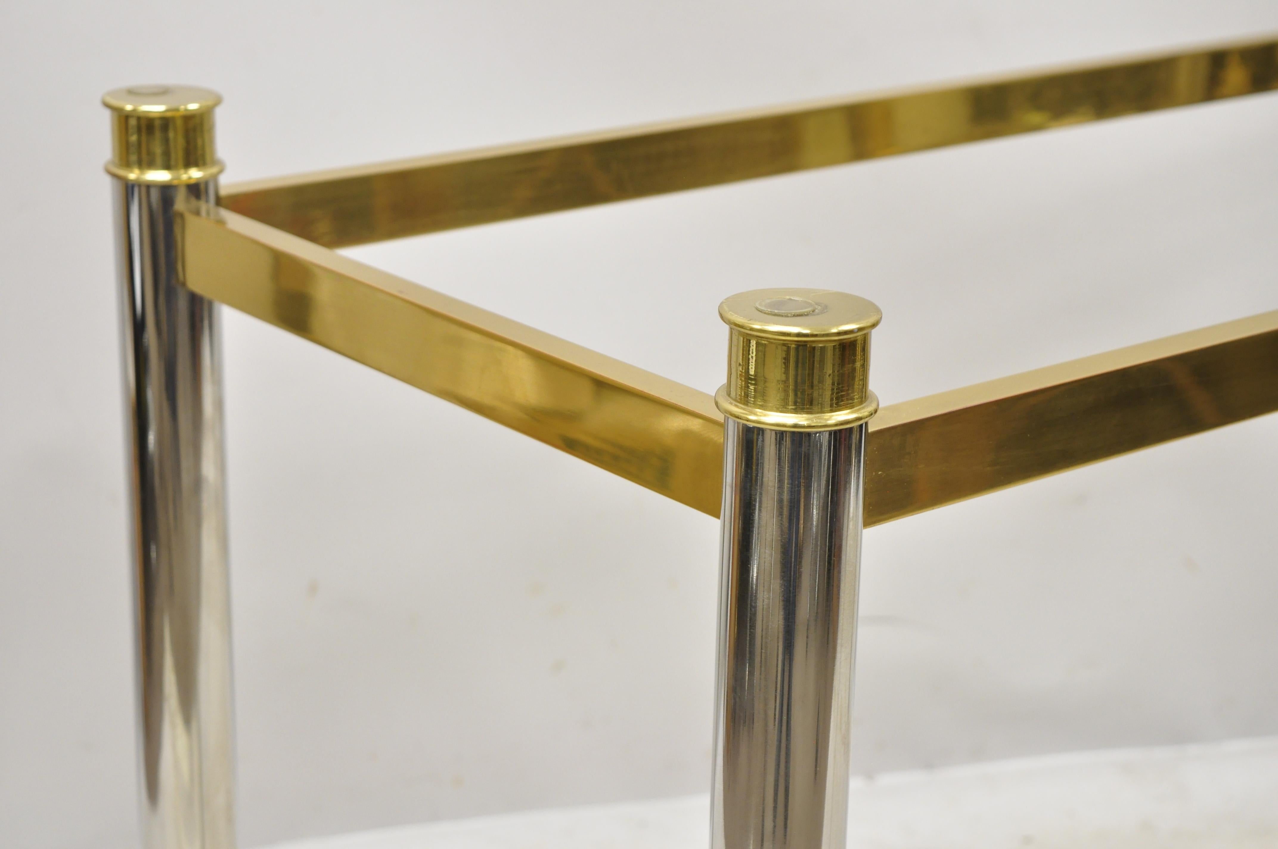 Italian Maison Jansen Style Steel Chrome and Brass Hollywood Regency Console Table Base