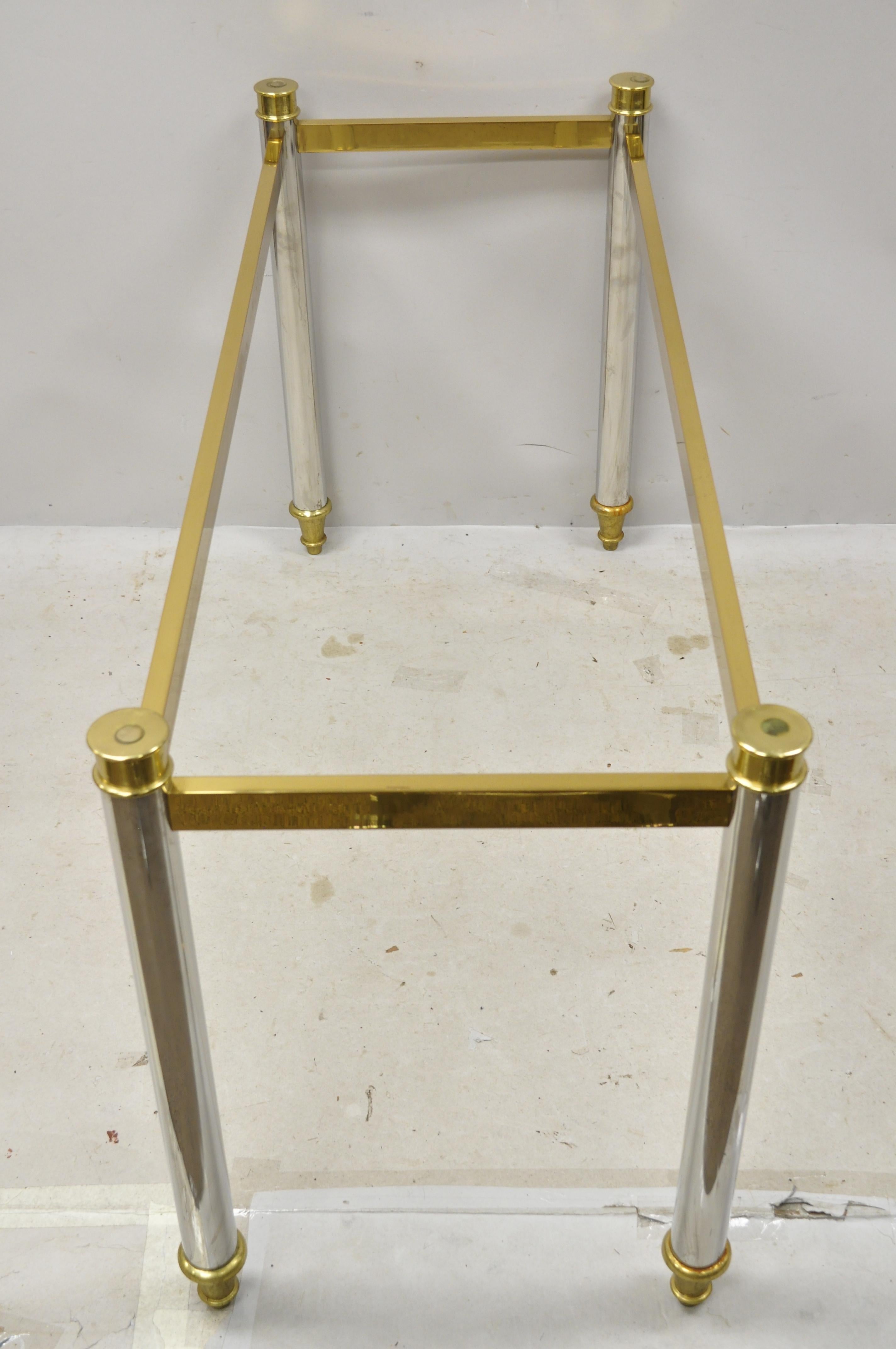 Maison Jansen Style Steel Chrome and Brass Hollywood Regency Console Table Base 2