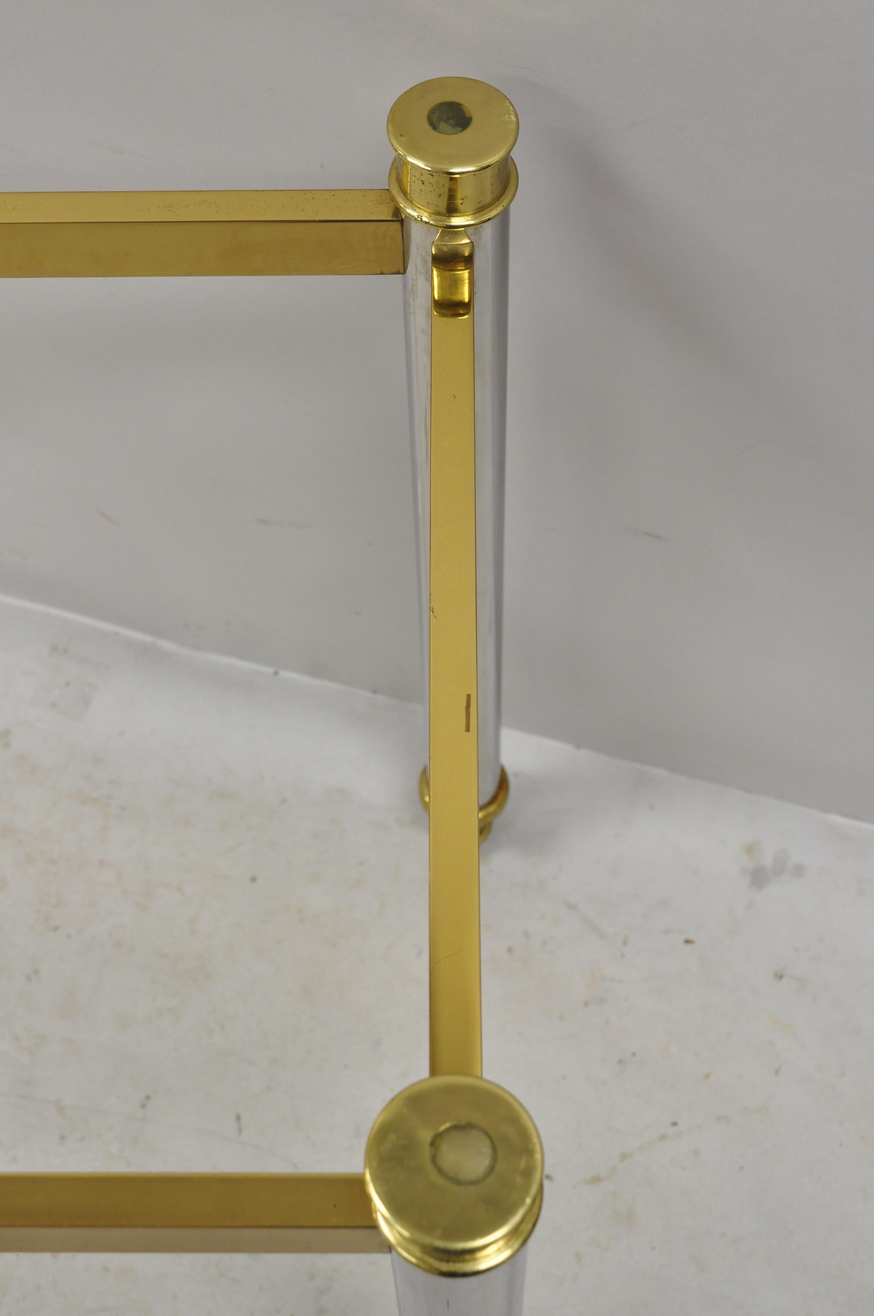 Maison Jansen Style Steel Chrome and Brass Hollywood Regency Console Table Base 4